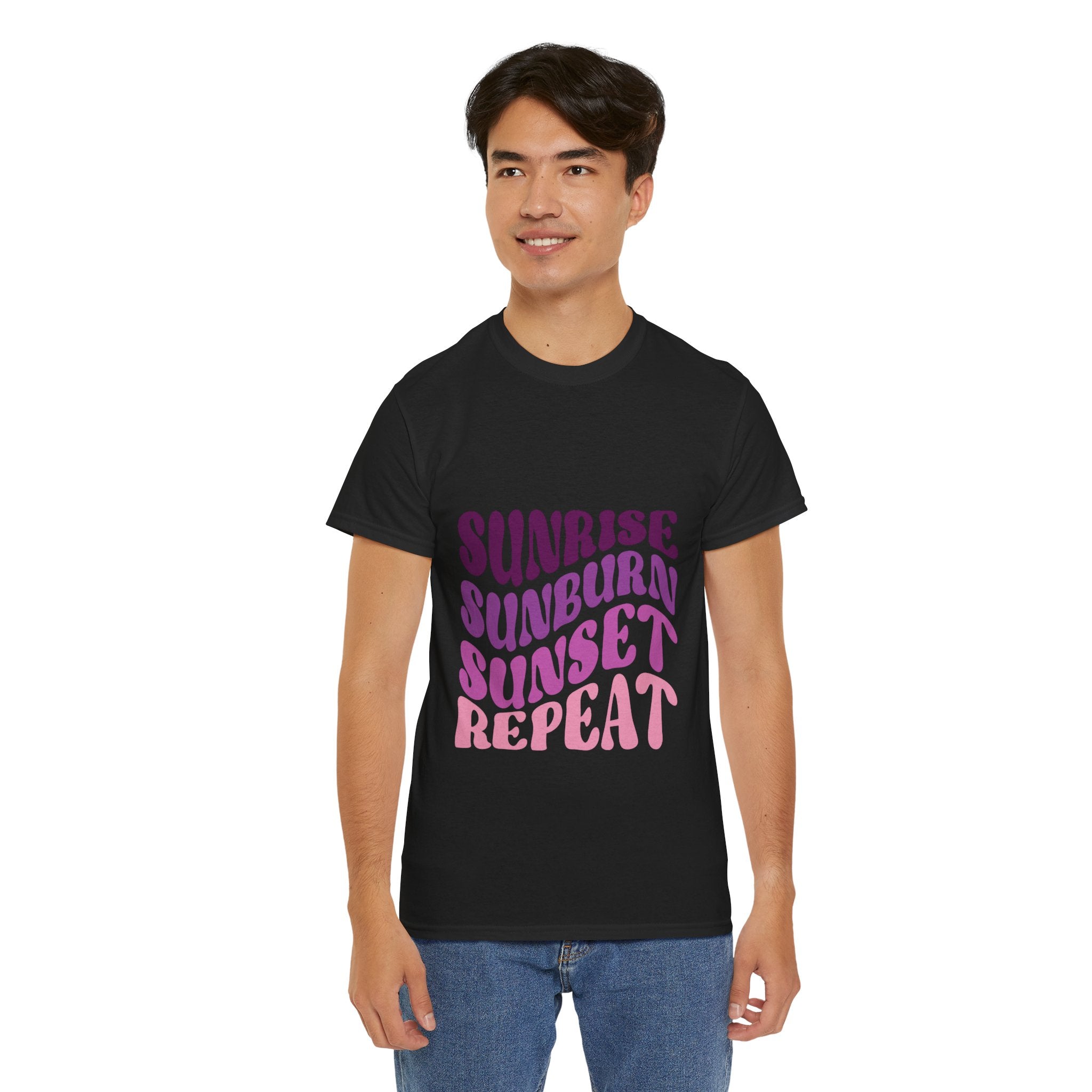 Sunrise Sunburn Sunset Repeat Retro Beach Tee