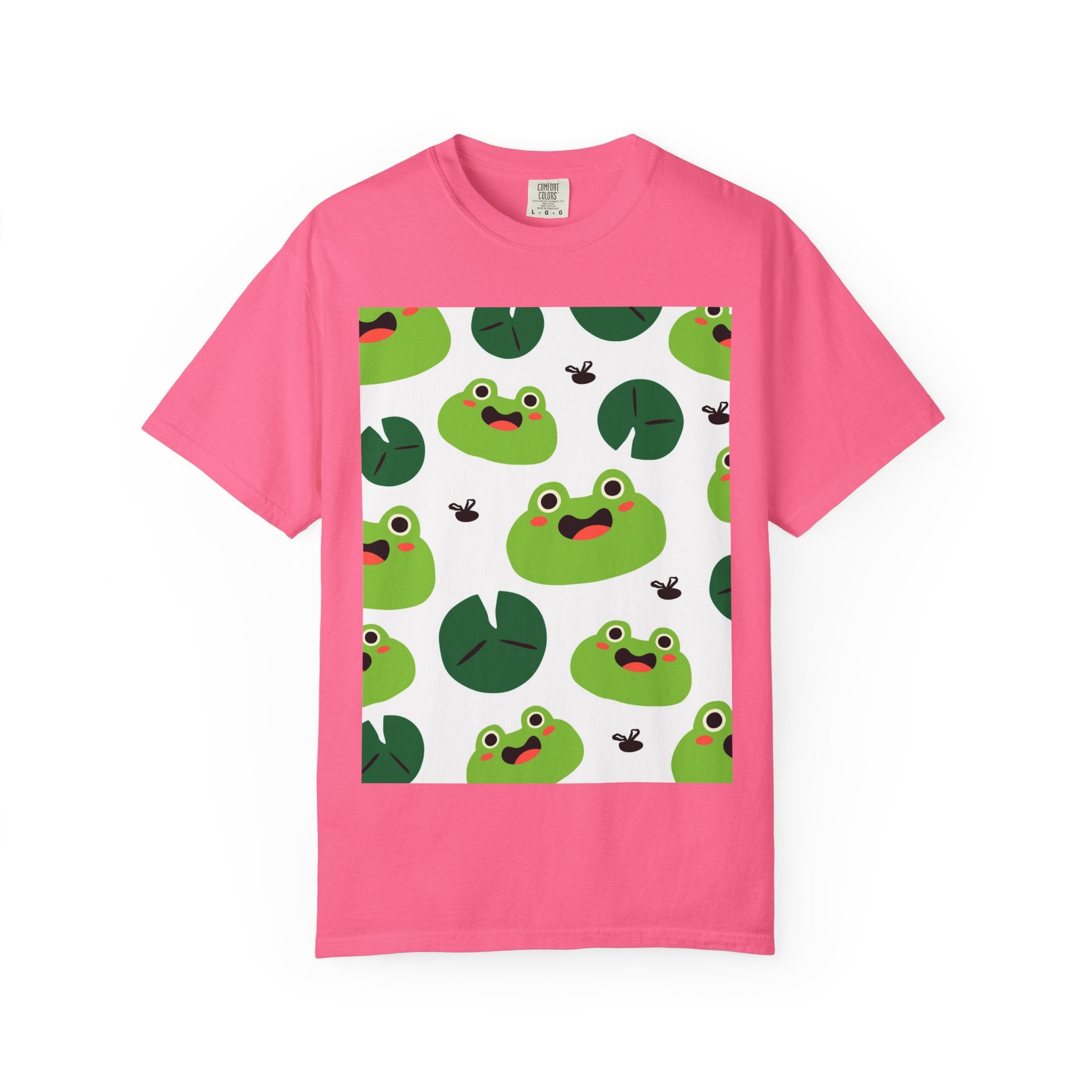 Frog Pattern T-Shirt — Cute Lily Pad Frogs Graphic Tee