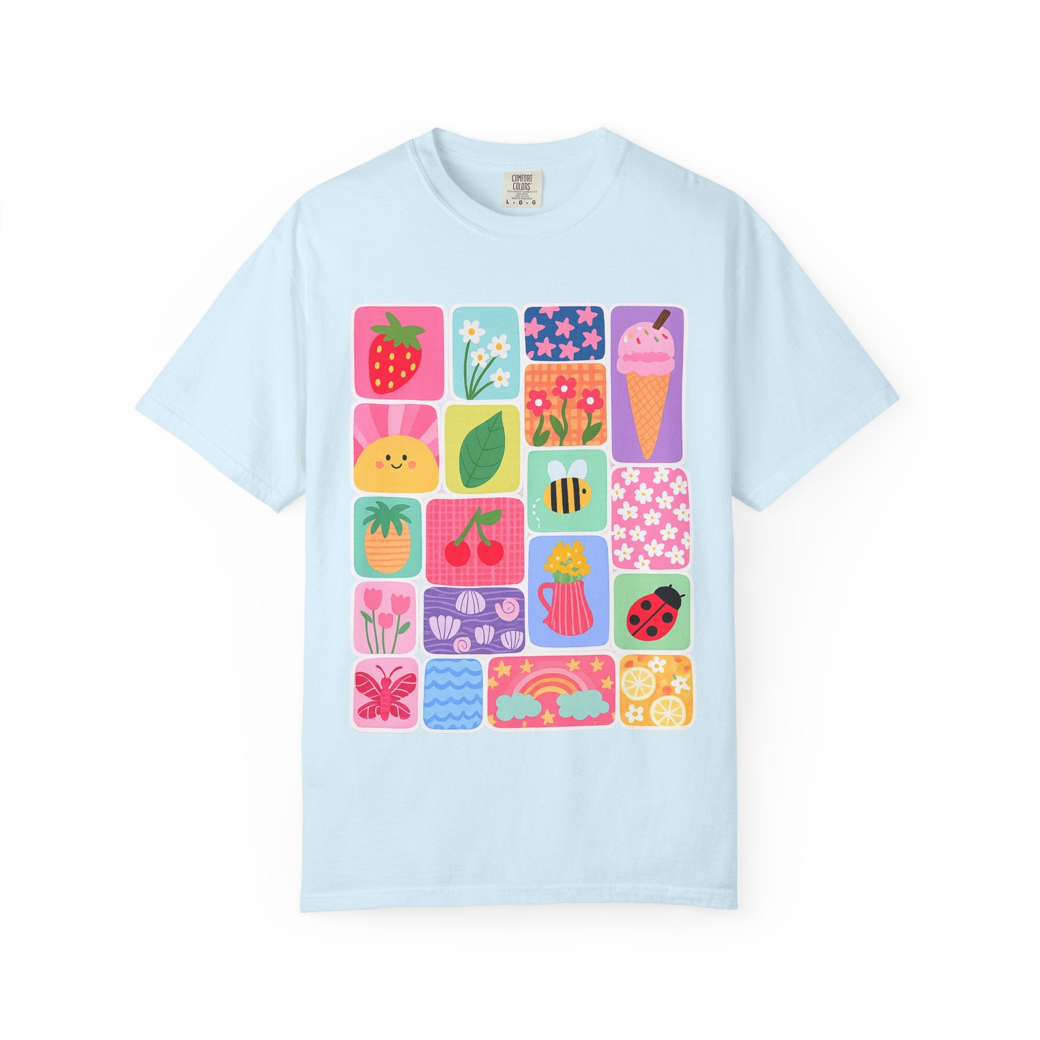 Retro Cute Icons Summer T-Shirt — Colorful Illustration Tee