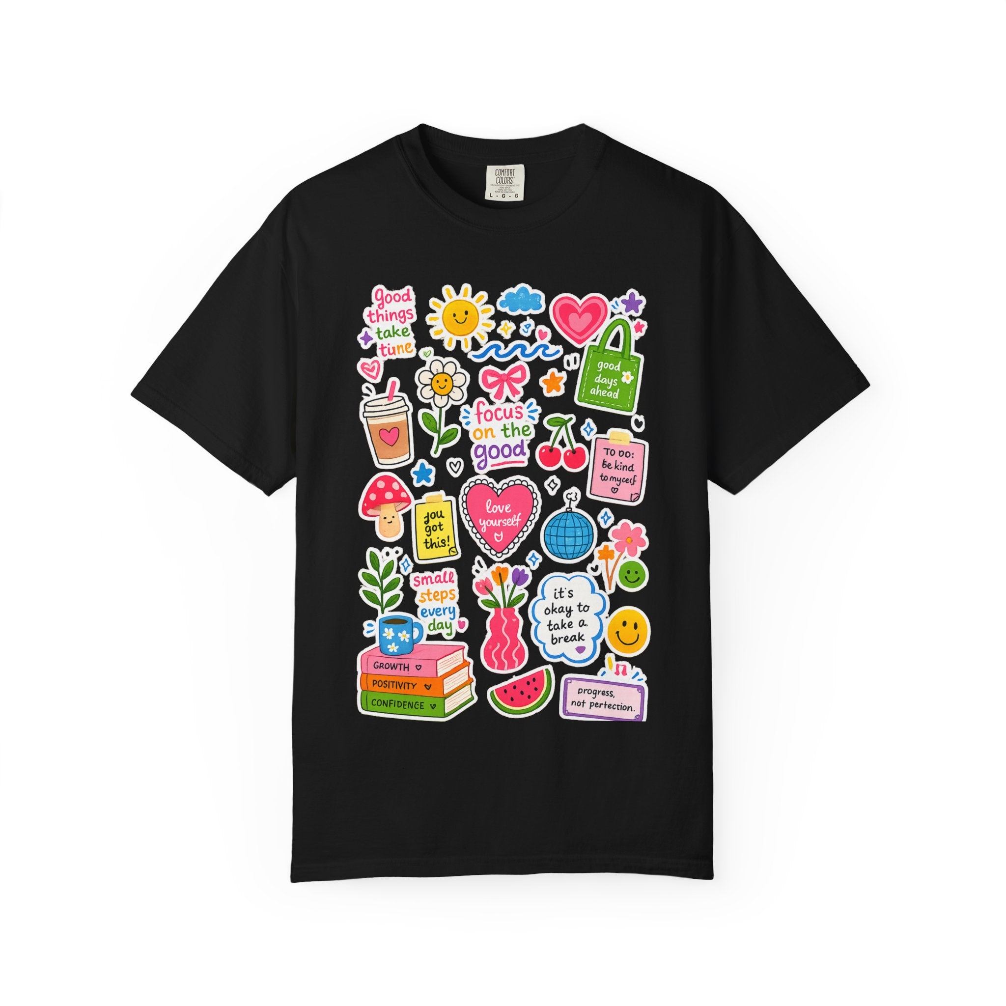 Positive Doodles Graphic T-Shirt — "Focus on the Good" Inspirational Tee