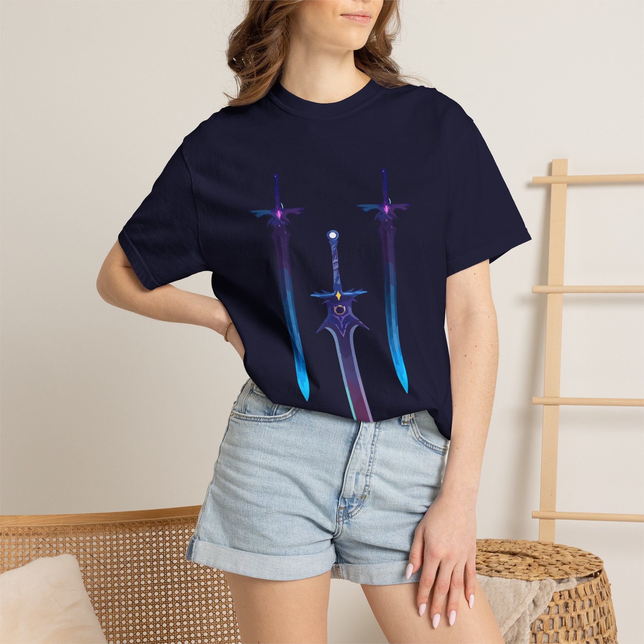 Magical Aura Swords Graphic Printed T-shirt — Pastel Fantasy Magical Swords
