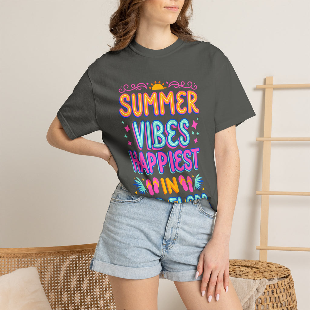Summer Vibes Happiest in Flip Flops Text Printed Unisex T-Shirt