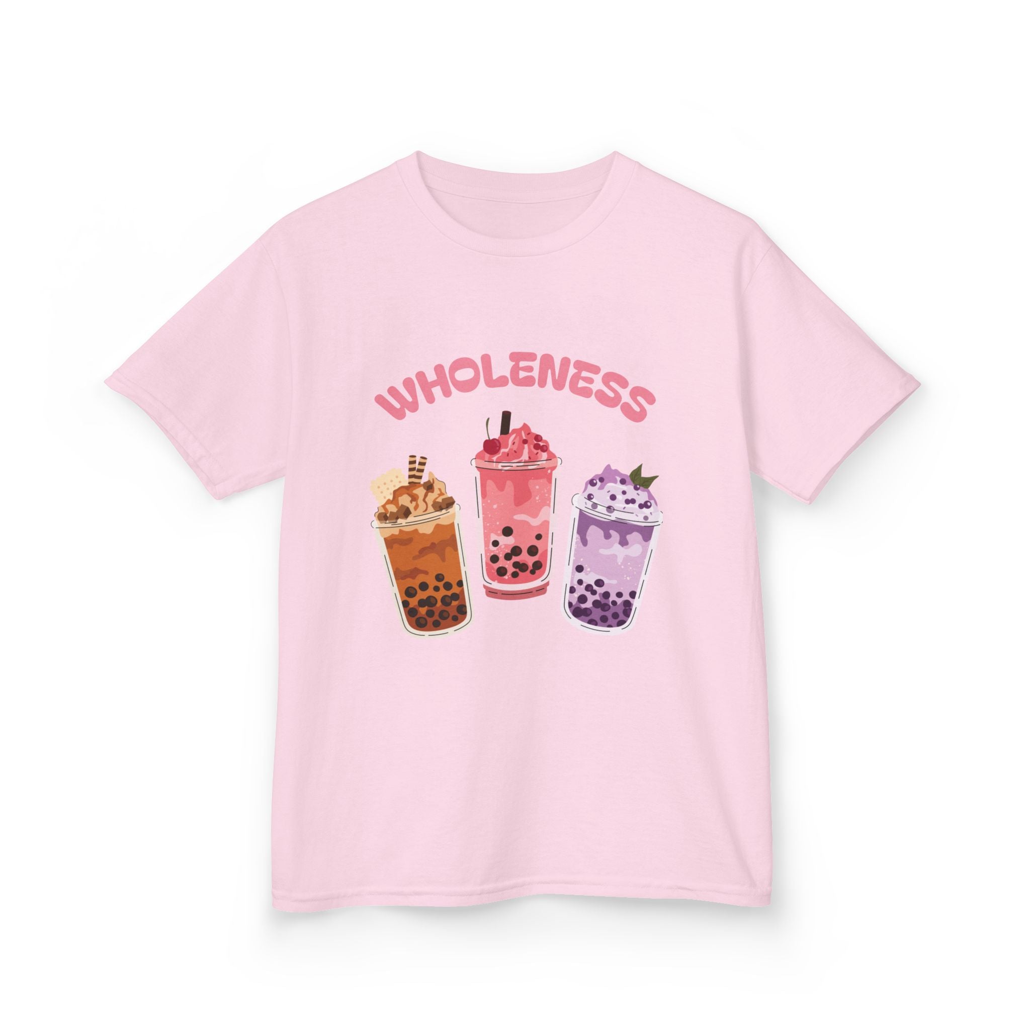 Youth Comfortable Boba Tea "WHOLENESS" Printed T-shirt