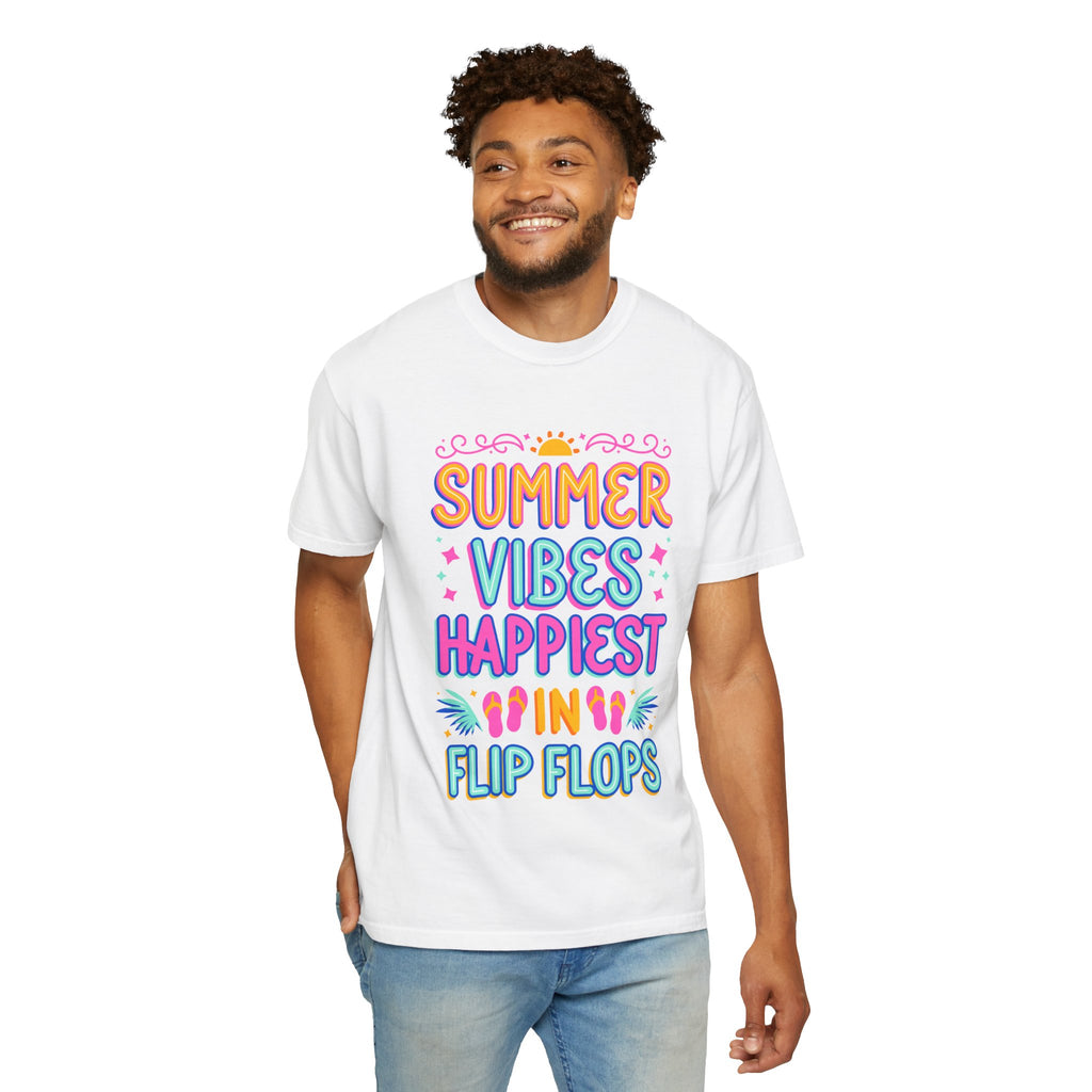 Summer Vibes Happiest in Flip Flops Text Printed Unisex T-Shirt