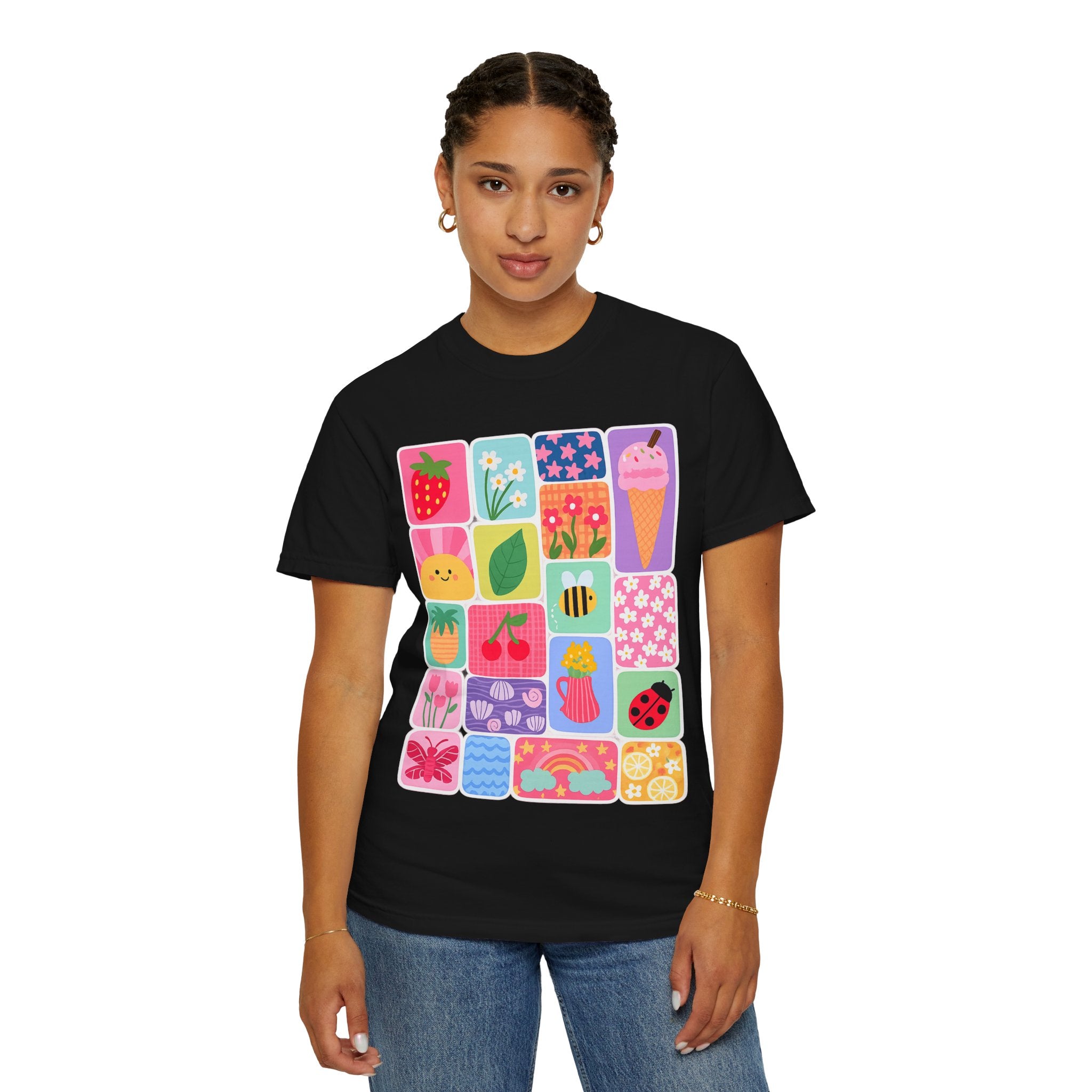 Retro Cute Icons Summer T-Shirt — Colorful Illustration Tee