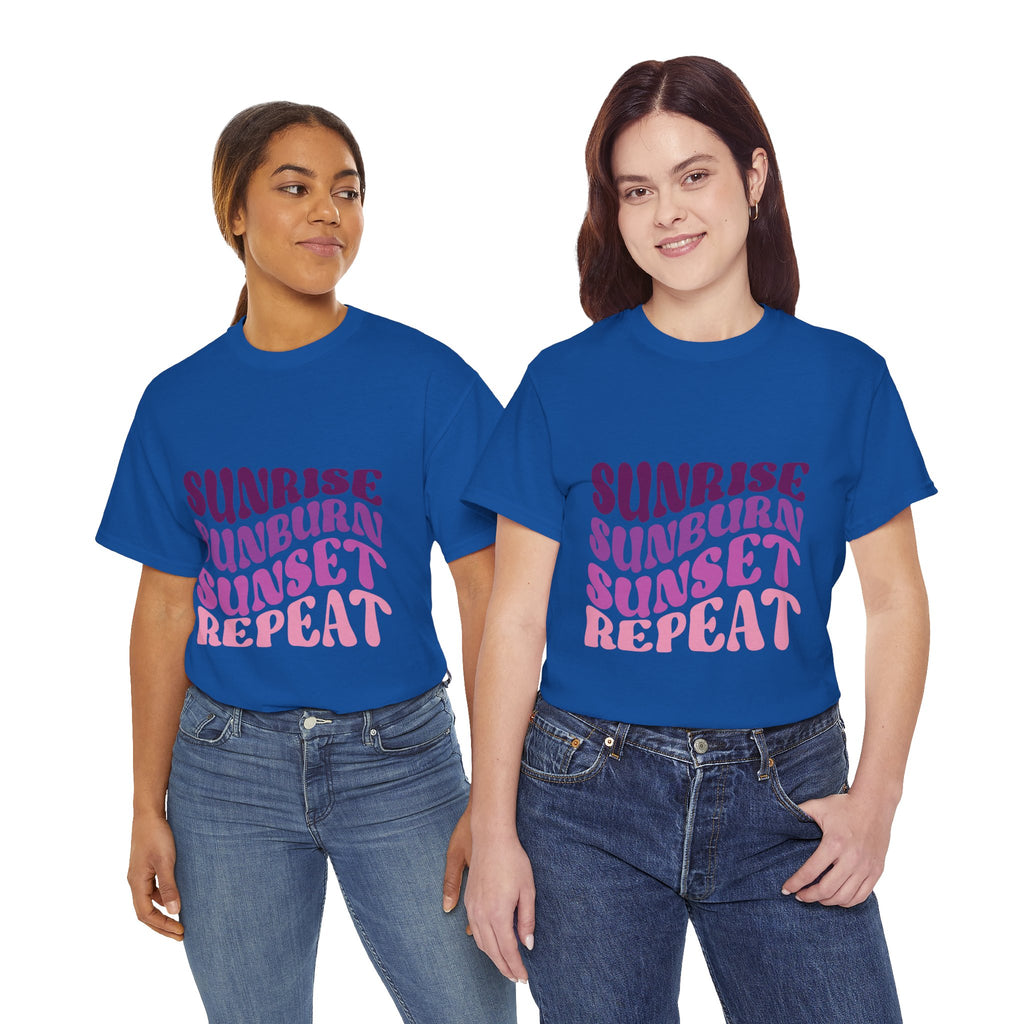 Sunrise Sunburn Sunset Repeat Retro Beach Tee