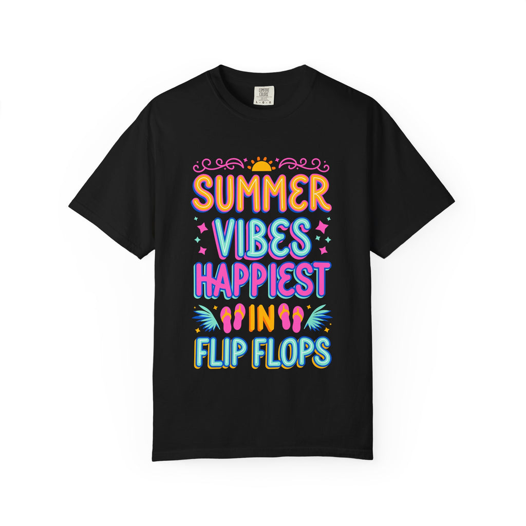 Summer Vibes Happiest in Flip Flops Text Printed Unisex T-Shirt
