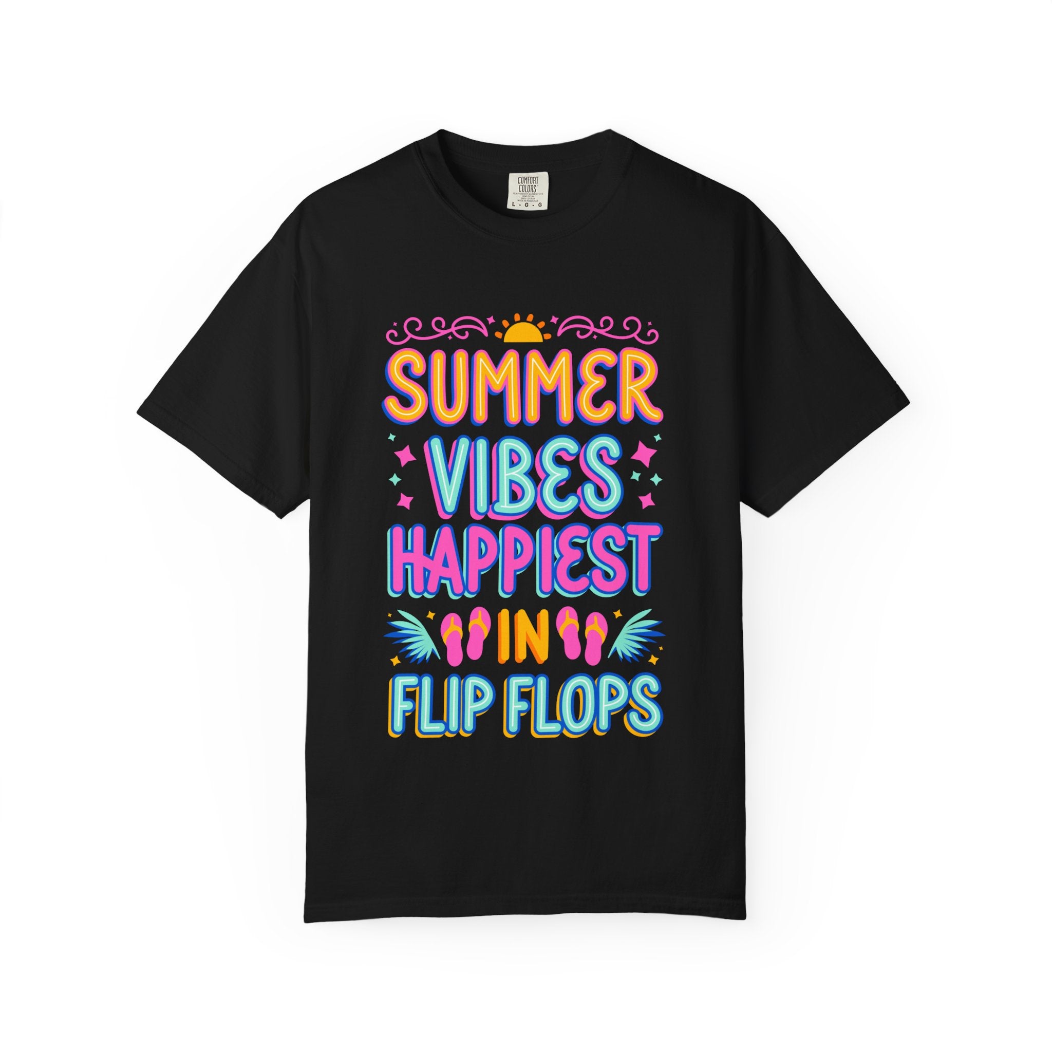 Summer Vibes Happiest in Flip Flops Text Printed Unisex T-Shirt