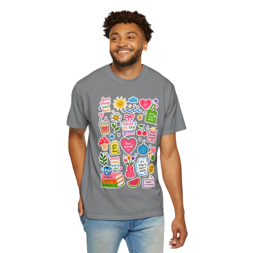 Positive Doodles Graphic T-Shirt — "Focus on the Good" Inspirational Tee