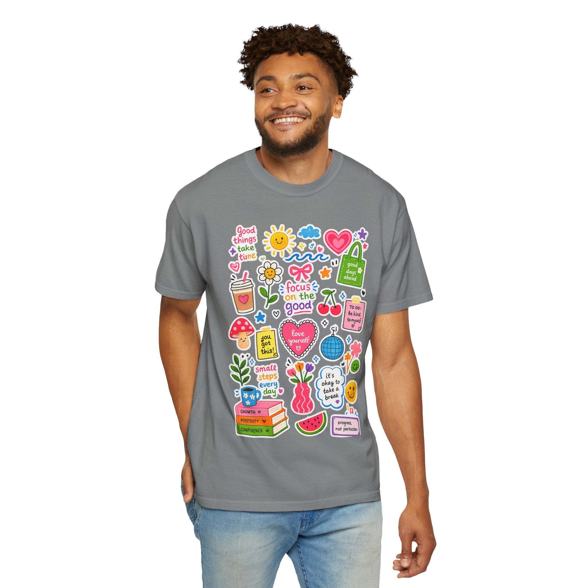 Positive Doodles Graphic T-Shirt — "Focus on the Good" Inspirational Tee