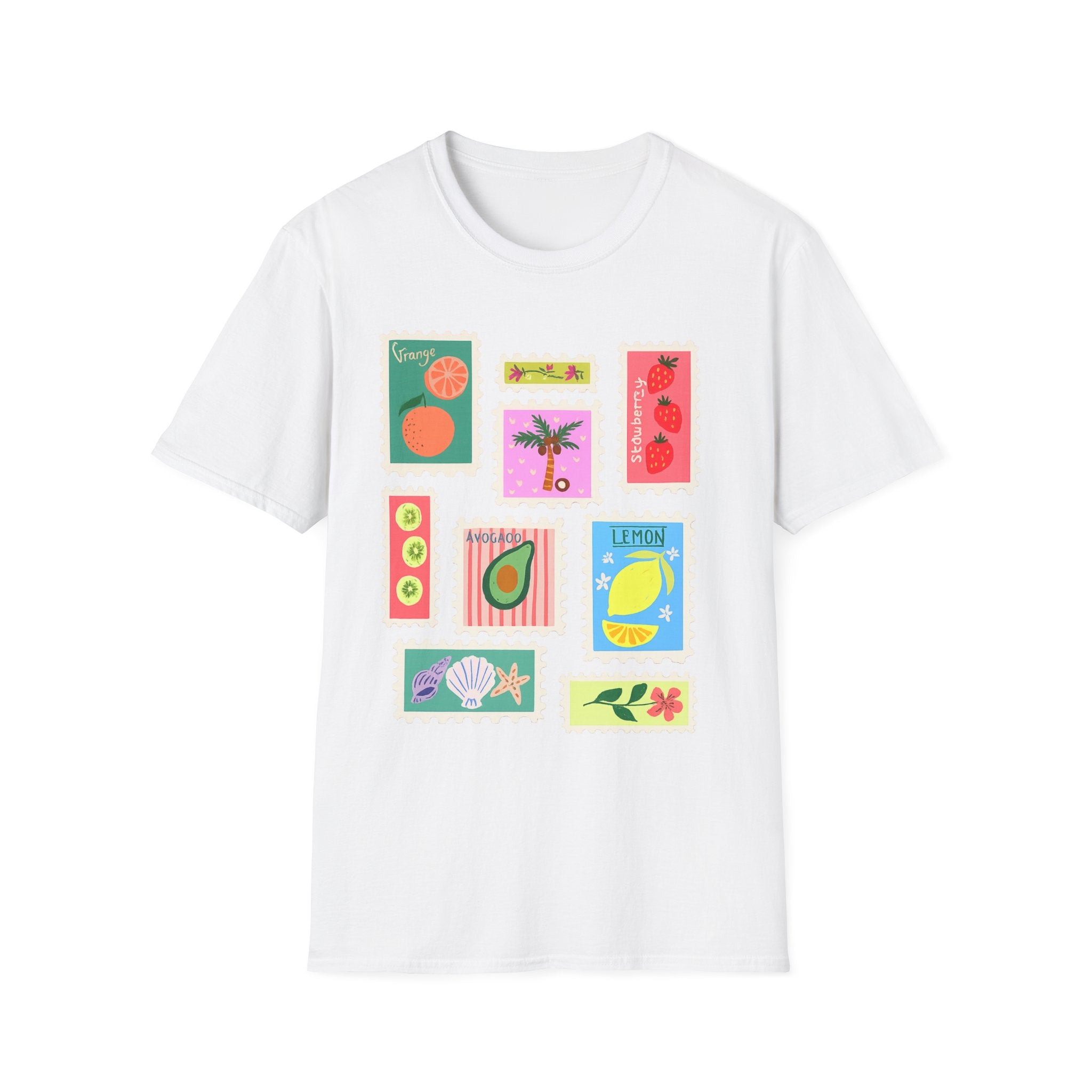 Fruit Patch Graphic T-Shirt — Tropical Citrus & Avocado Art Tee