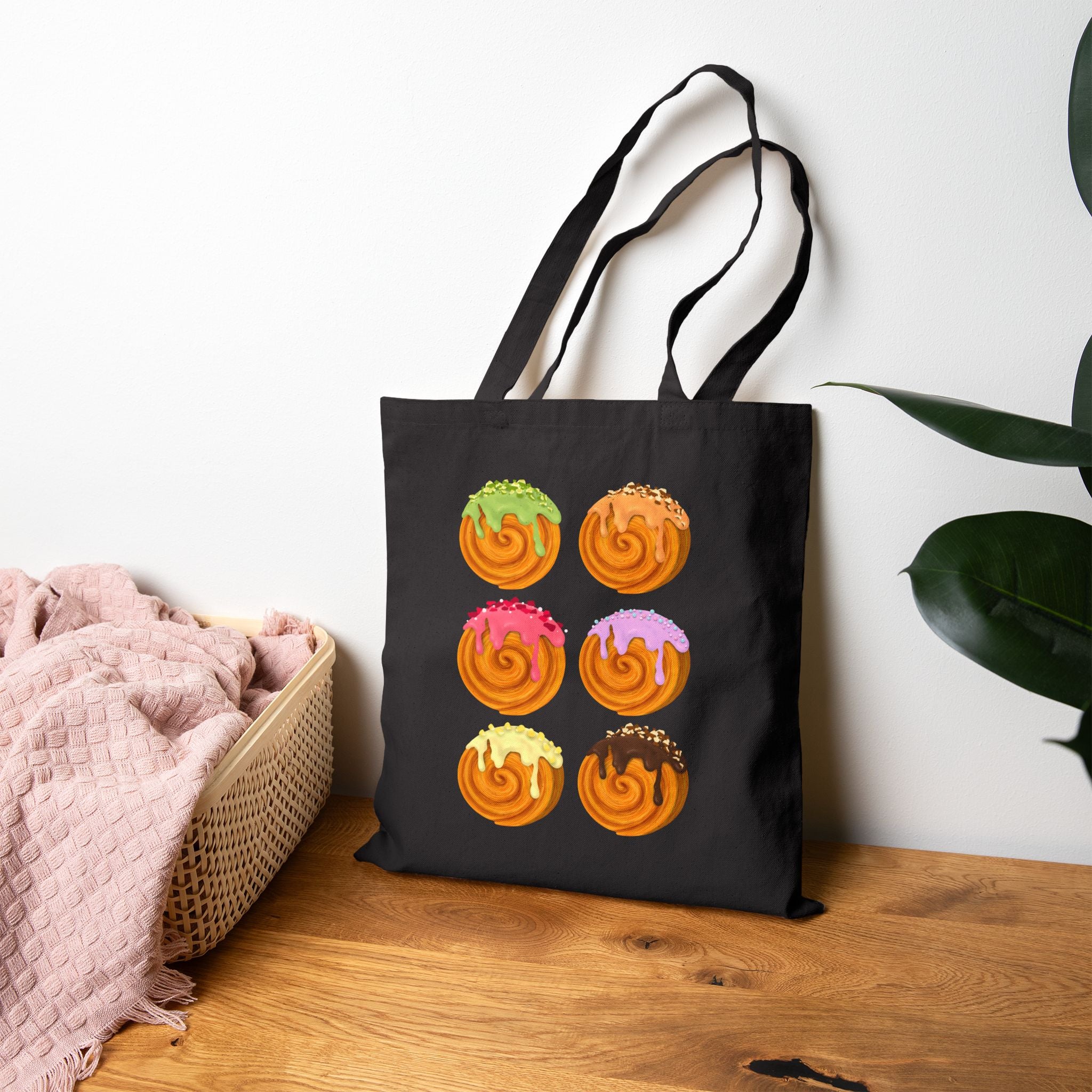Colorful Roll Pastry Pattern Cotton Canvas Tote Bag – Pastry Print Shopper