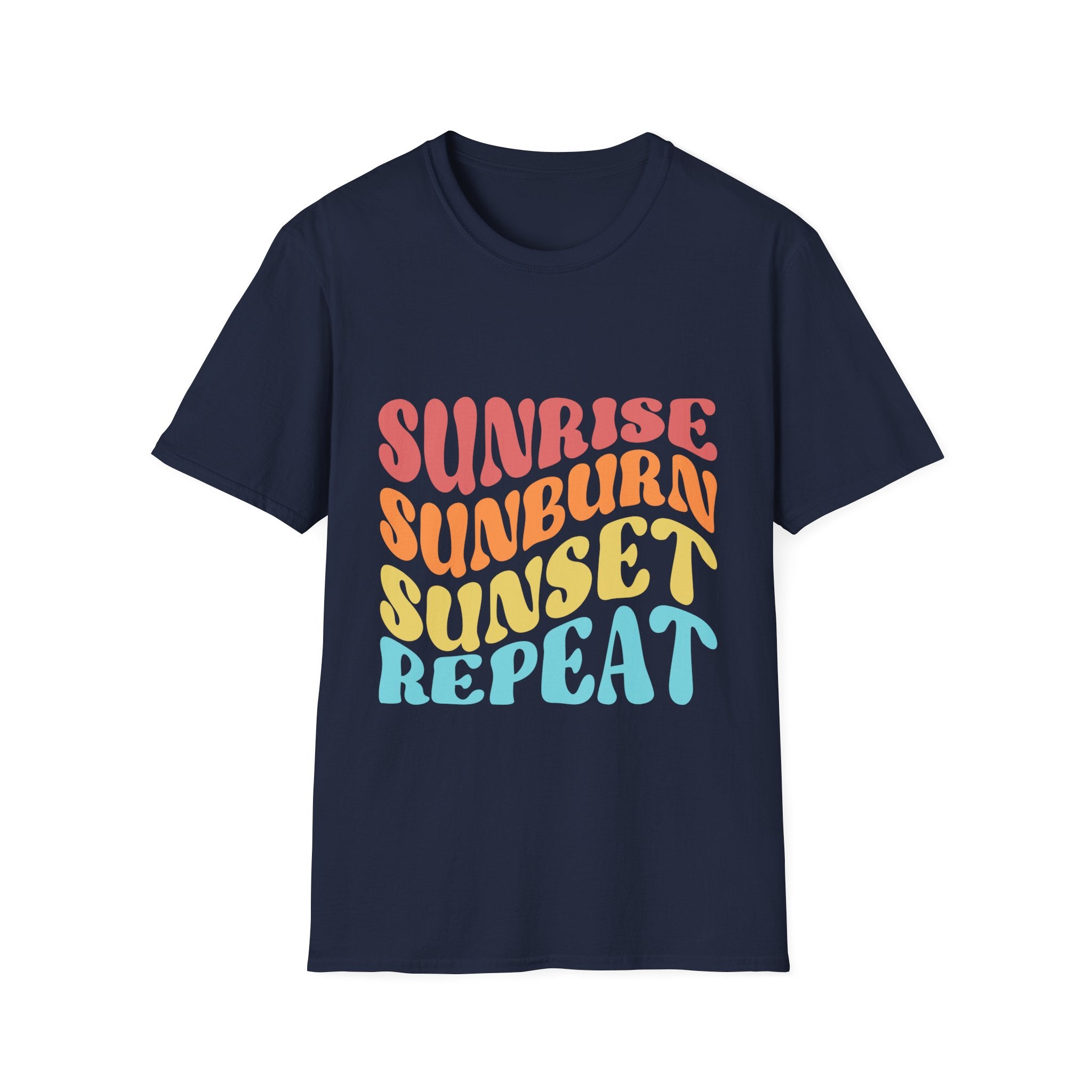 Sunrise Sunburn Sunset Repeat Text Printed T-Shirt