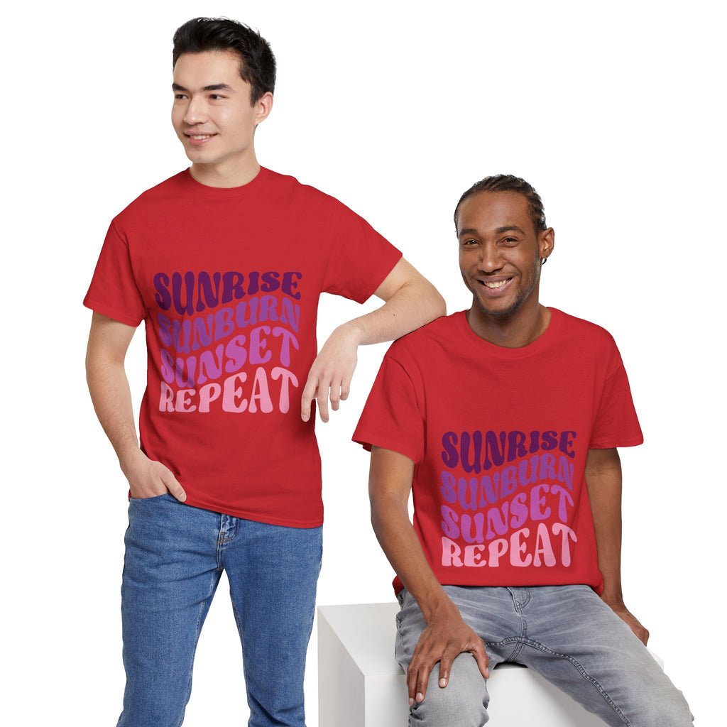 Sunrise Sunburn Sunset Repeat Retro Beach Tee
