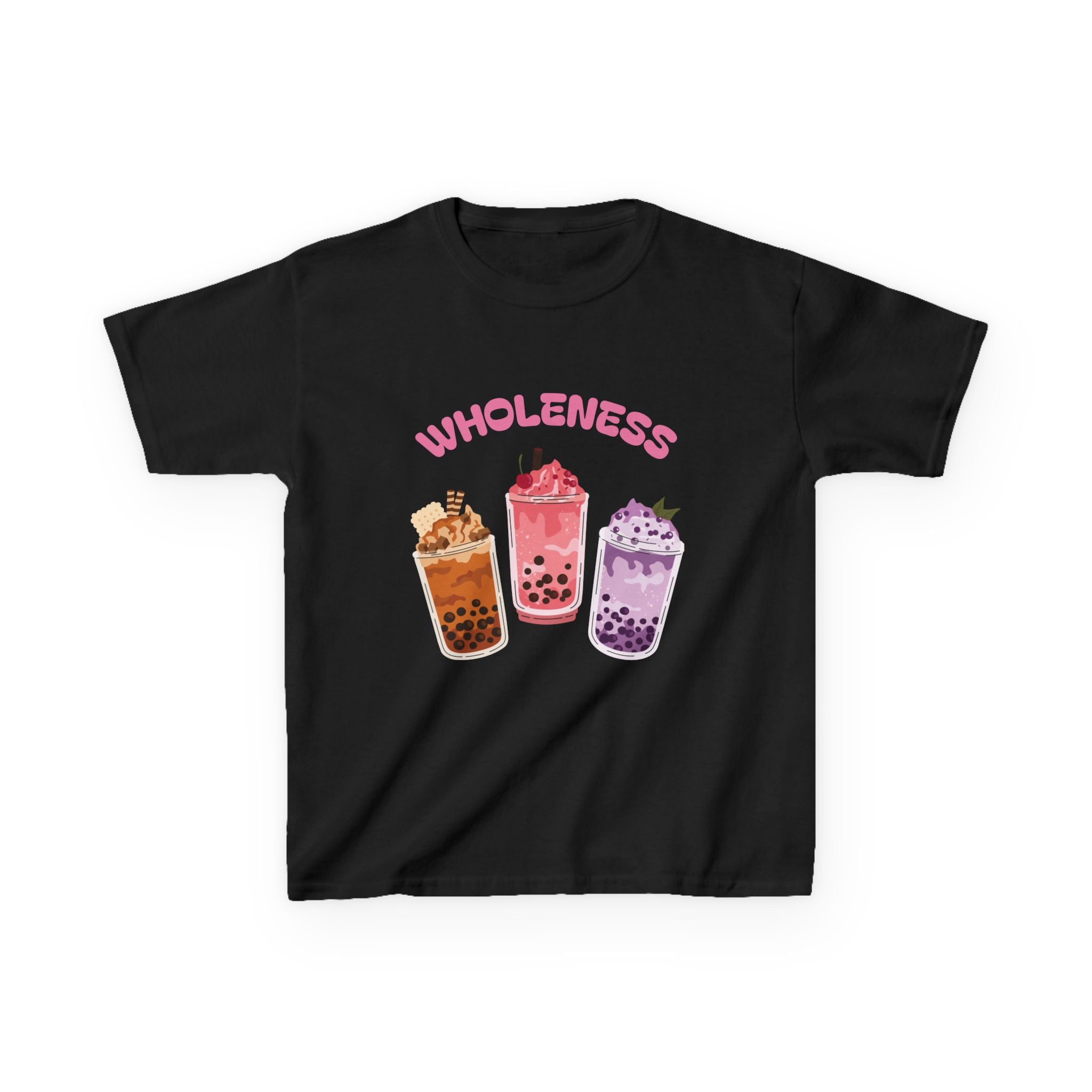 Youth Comfortable Boba Tea "WHOLENESS" Printed T-shirt