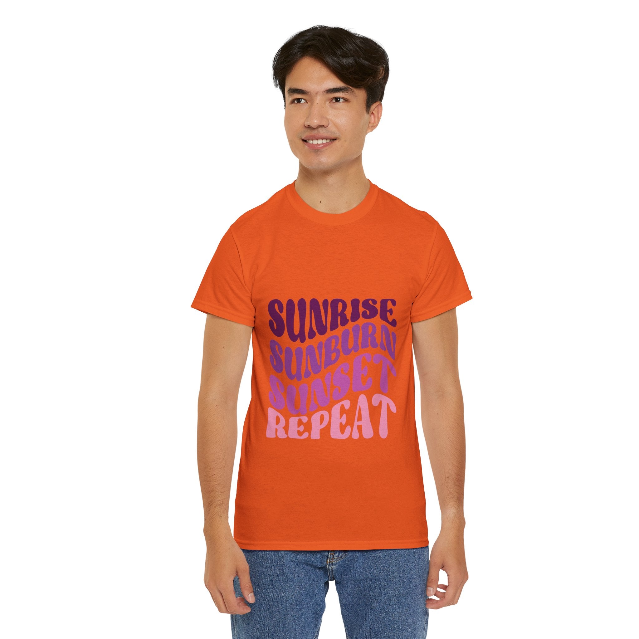 Sunrise Sunburn Sunset Repeat Retro Beach Tee