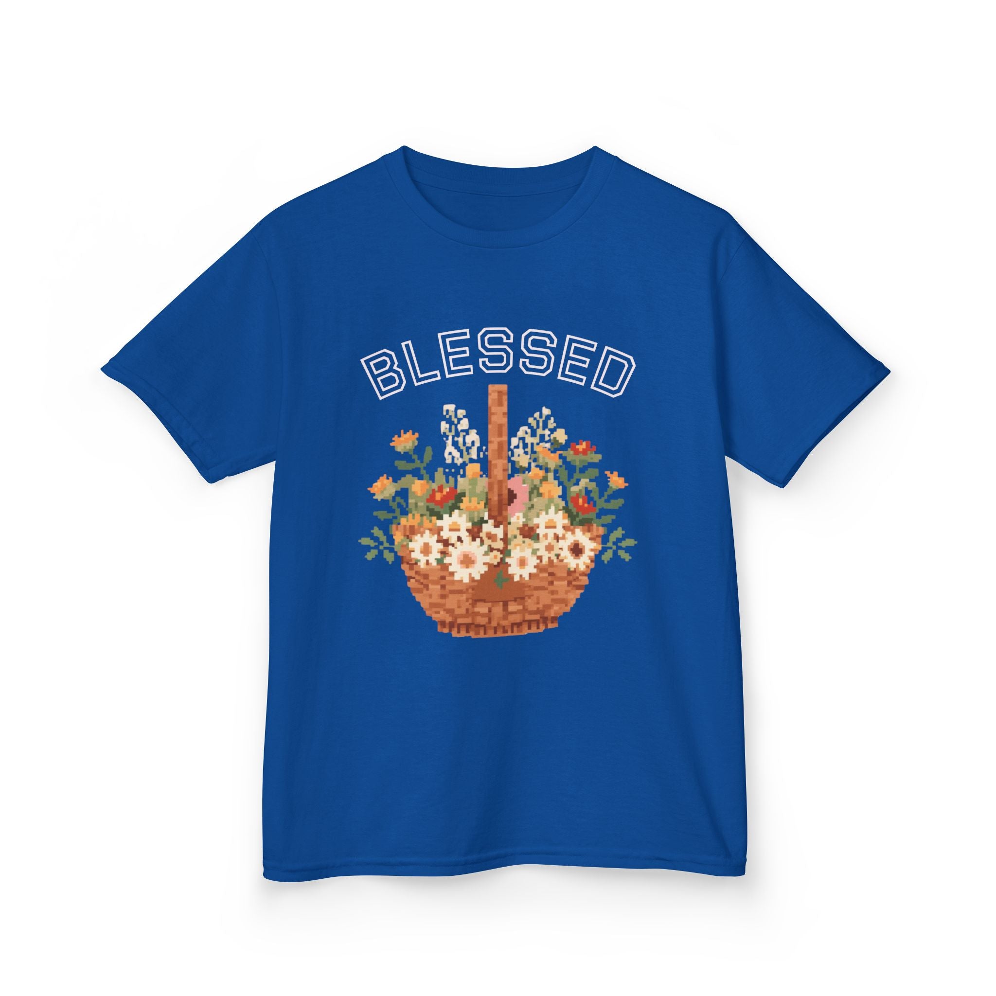 Kids 'Blessed' Floral Basket Tee — Cute Spring Youth T-Shirt
