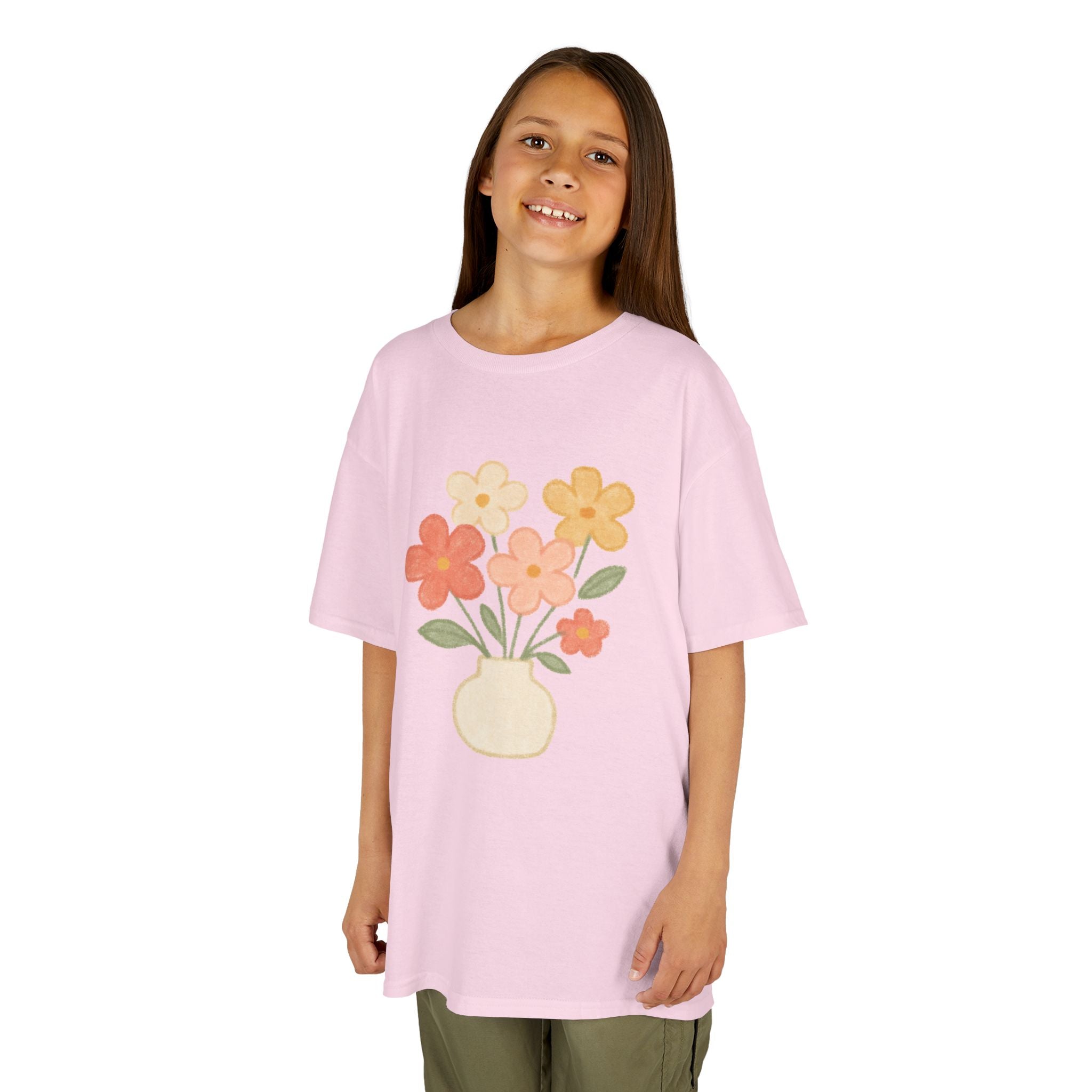 Kids Floral Vase Tee — Cute Retro Flower Graphic Shirt for Children