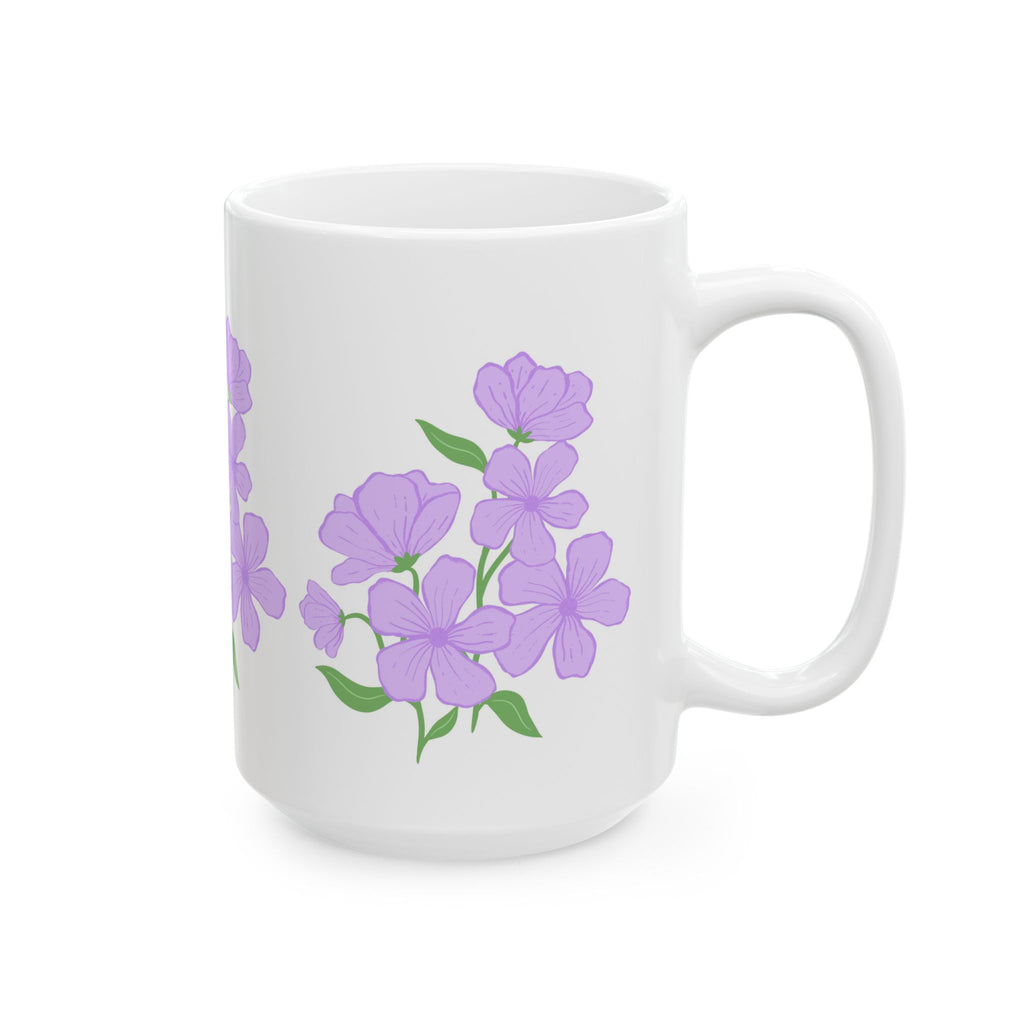 Floral Phlox Ceramic Mug — Purple Flower Coffee Cup (11oz & 15oz)