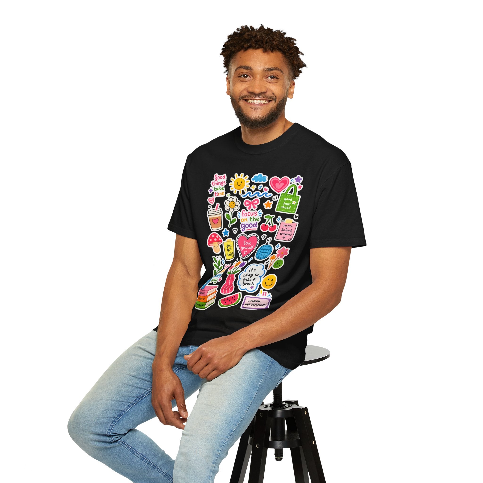 Positive Doodles Graphic T-Shirt — "Focus on the Good" Inspirational Tee