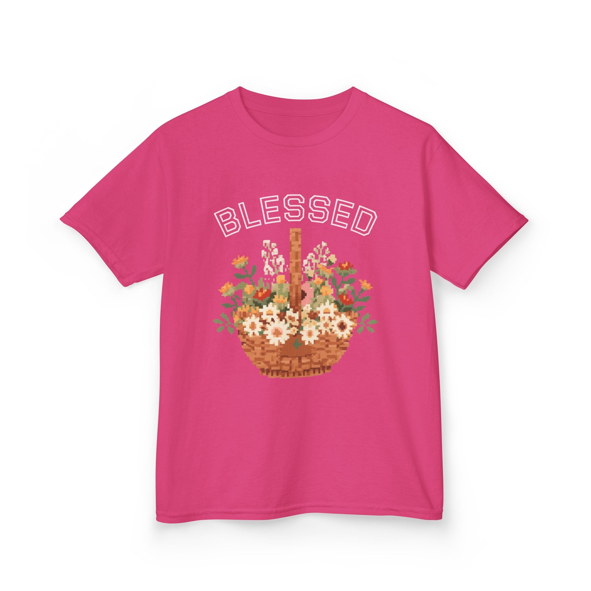 Kids 'Blessed' Floral Basket Tee — Cute Spring Youth T-Shirt
