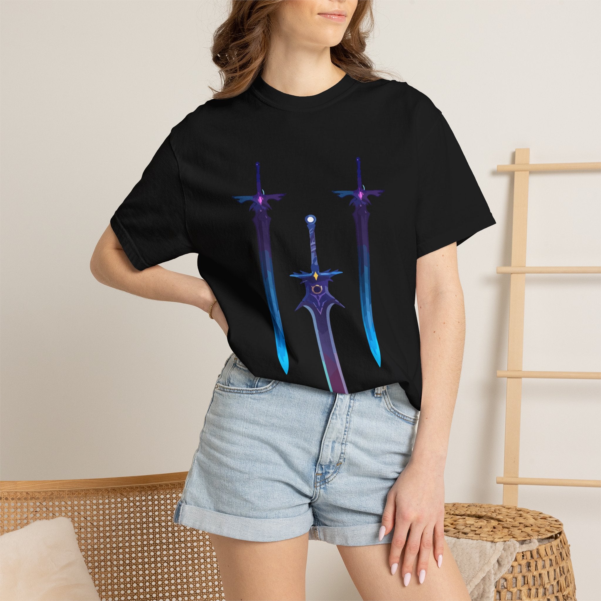 Magical Aura Swords Graphic Printed T-shirt — Pastel Fantasy Magical Swords