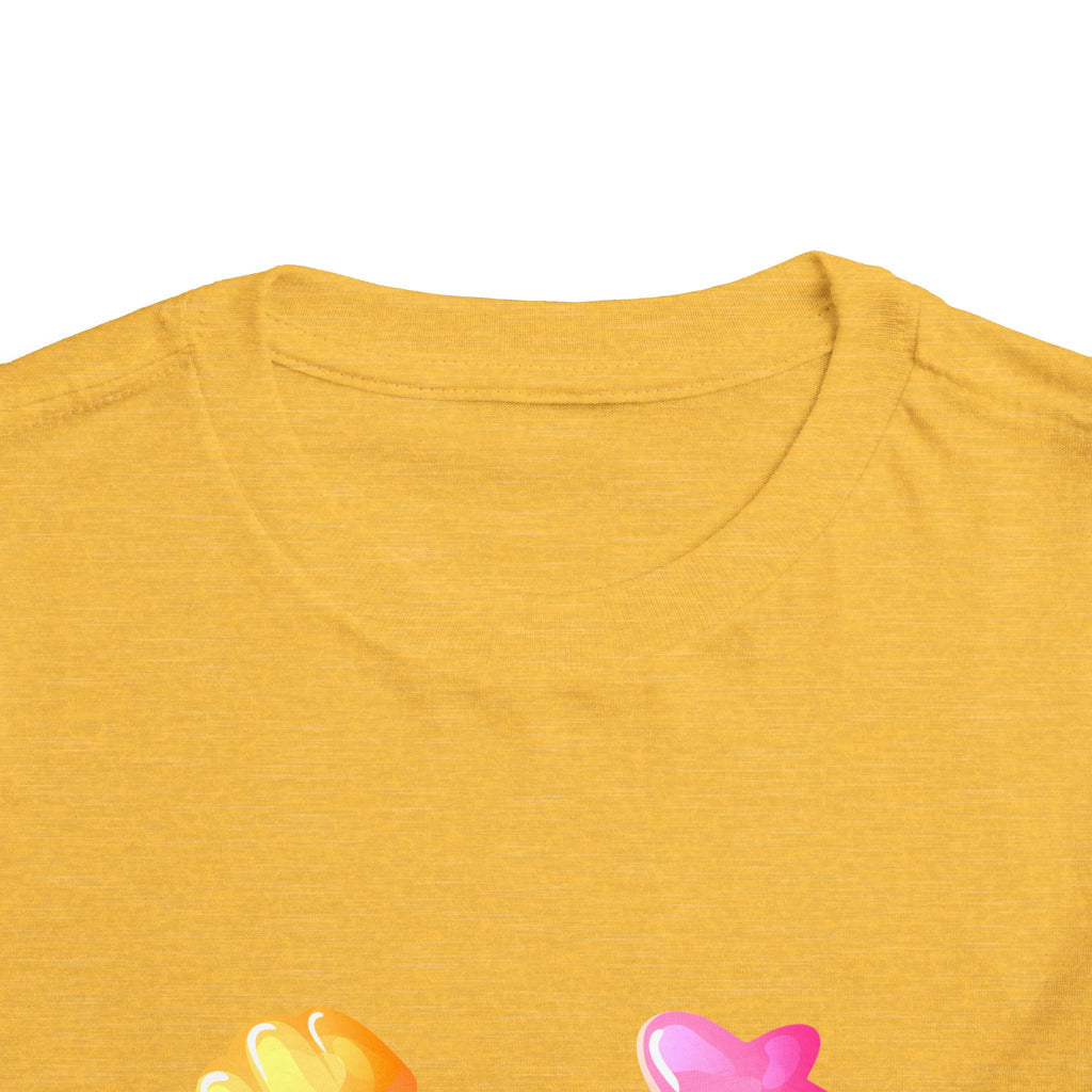 Toddler Candy Shapes Tee — Colorful Candy Heart Star Graphic Shirt for Kids