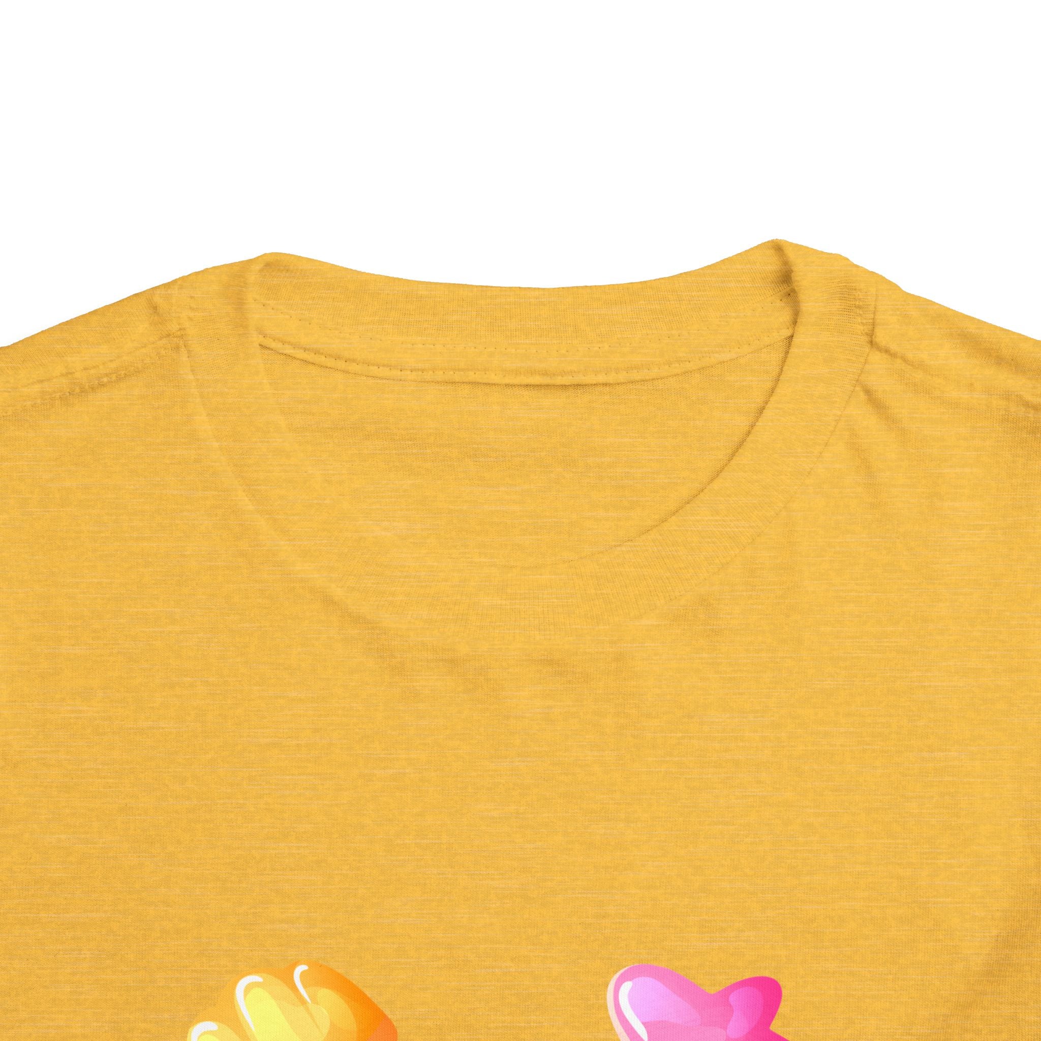 Toddler Candy Shapes Tee — Colorful Candy Heart Star Graphic Shirt for Kids