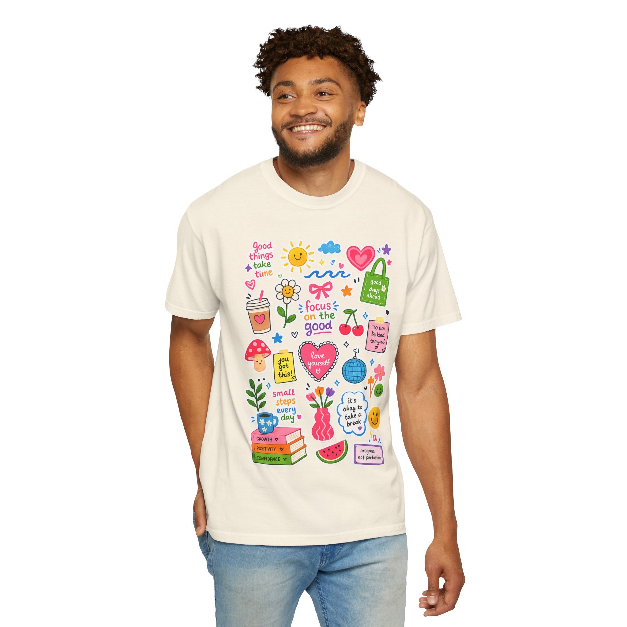 Positive Doodles Graphic T-Shirt — "Focus on the Good" Inspirational Tee