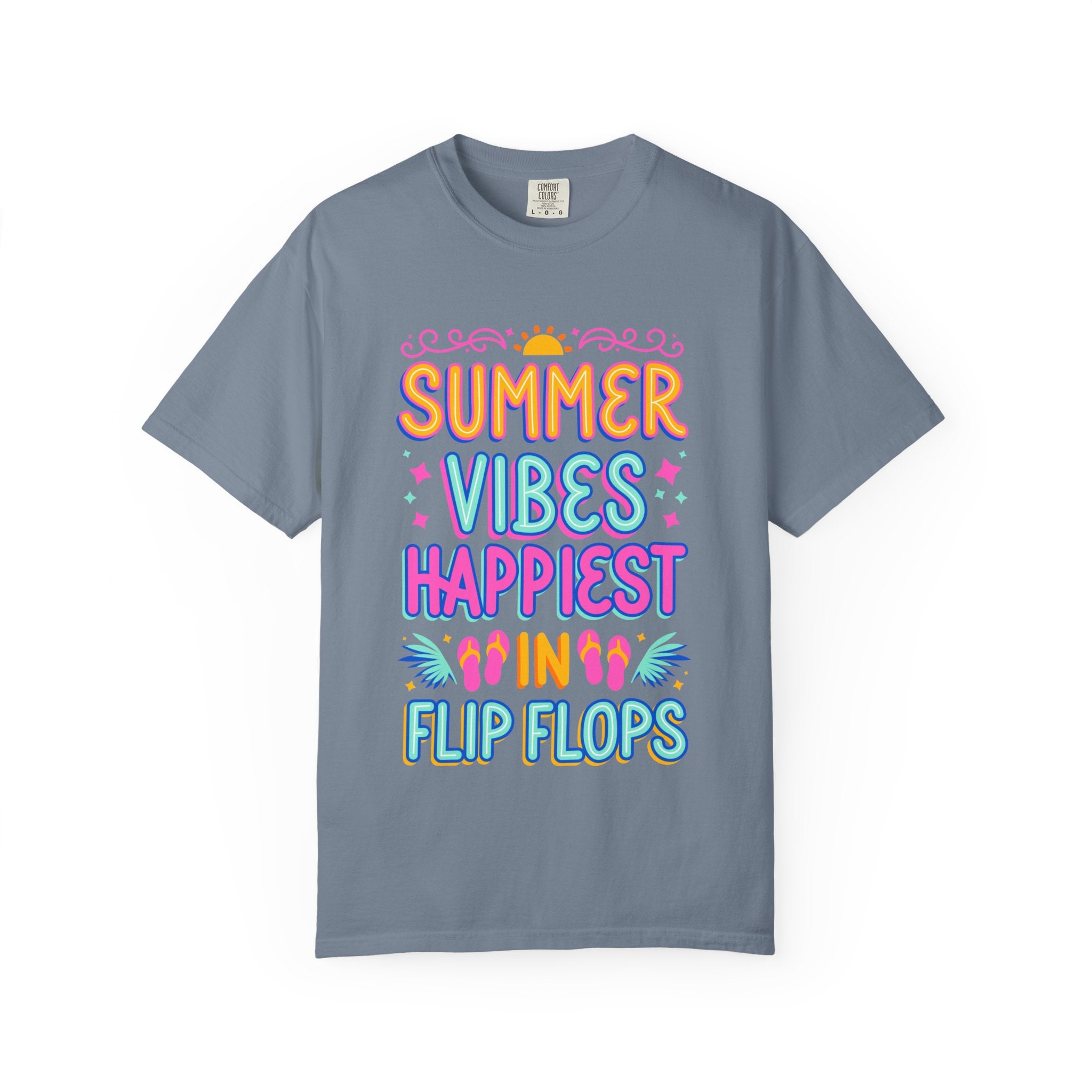 Summer Vibes Happiest in Flip Flops Text Printed Unisex T-Shirt