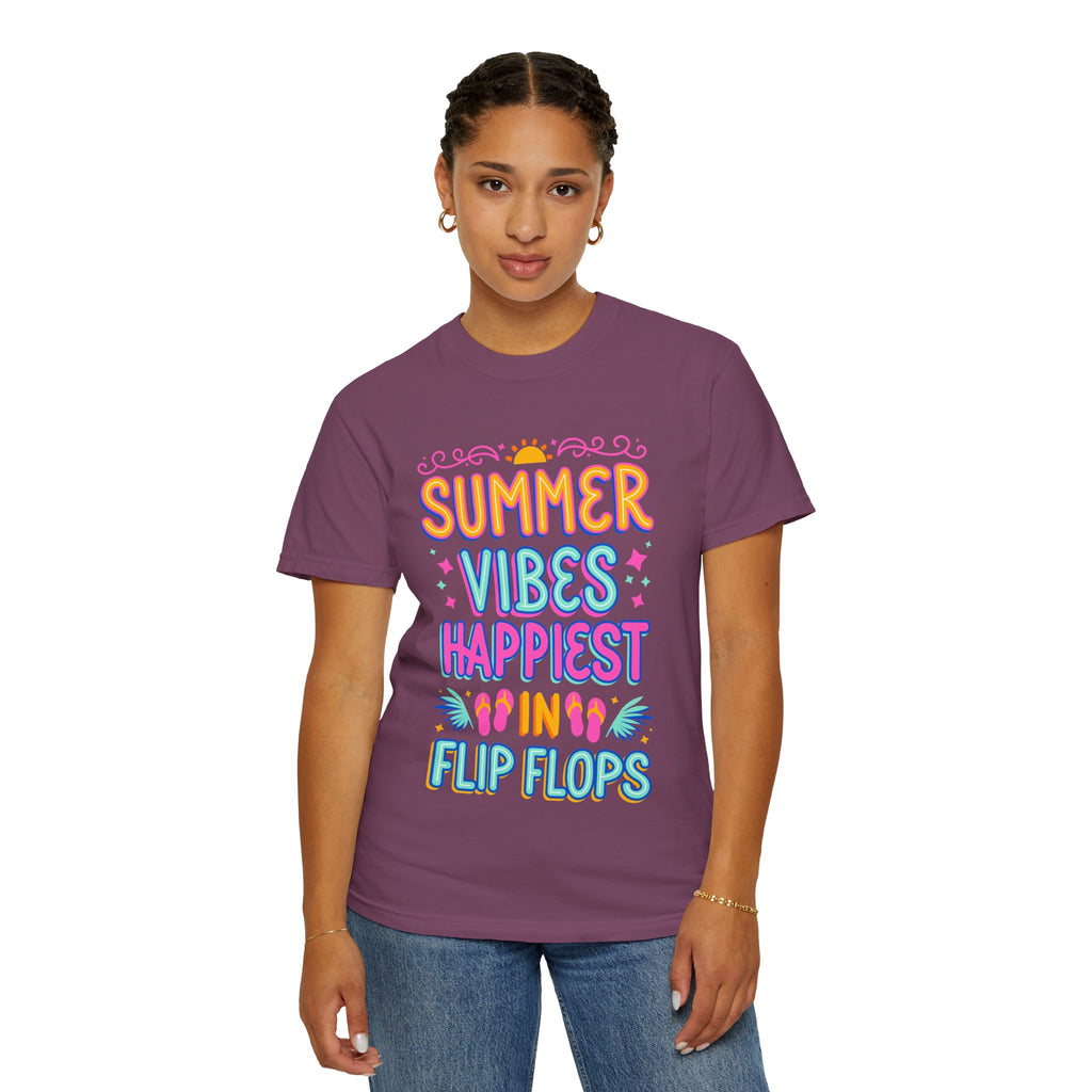 Summer Vibes Happiest in Flip Flops Text Printed Unisex T-Shirt