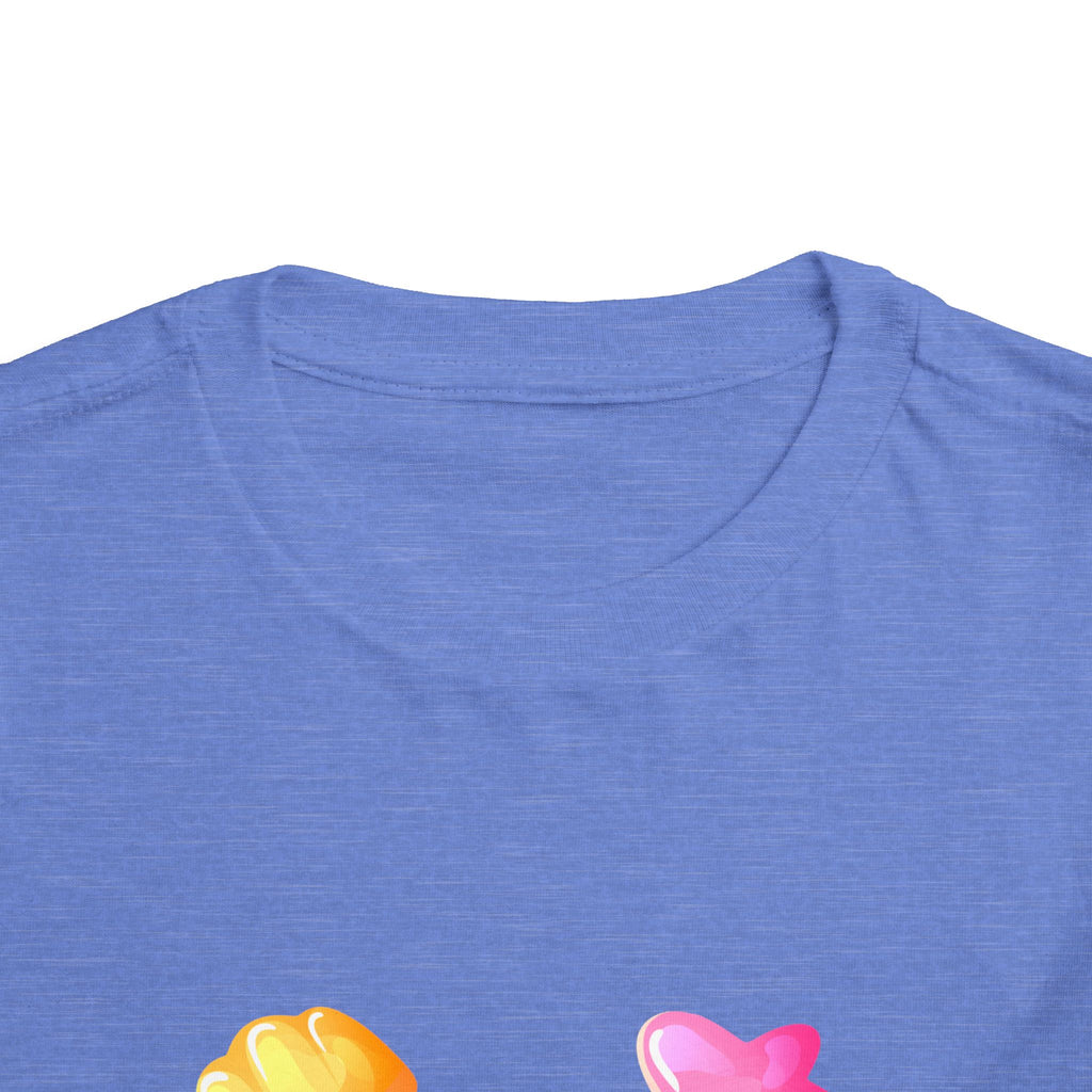 Toddler Candy Shapes Tee — Colorful Candy Heart Star Graphic Shirt for Kids