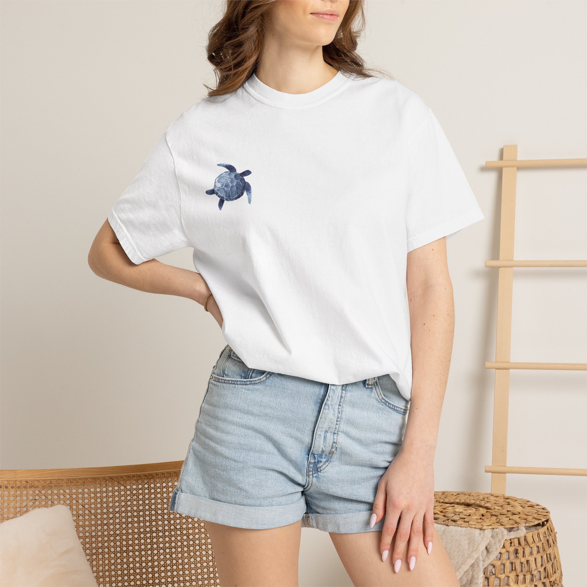 Blue Giant Whale T-Shirt — Watercolor Sea Turtle Graphic Tee
