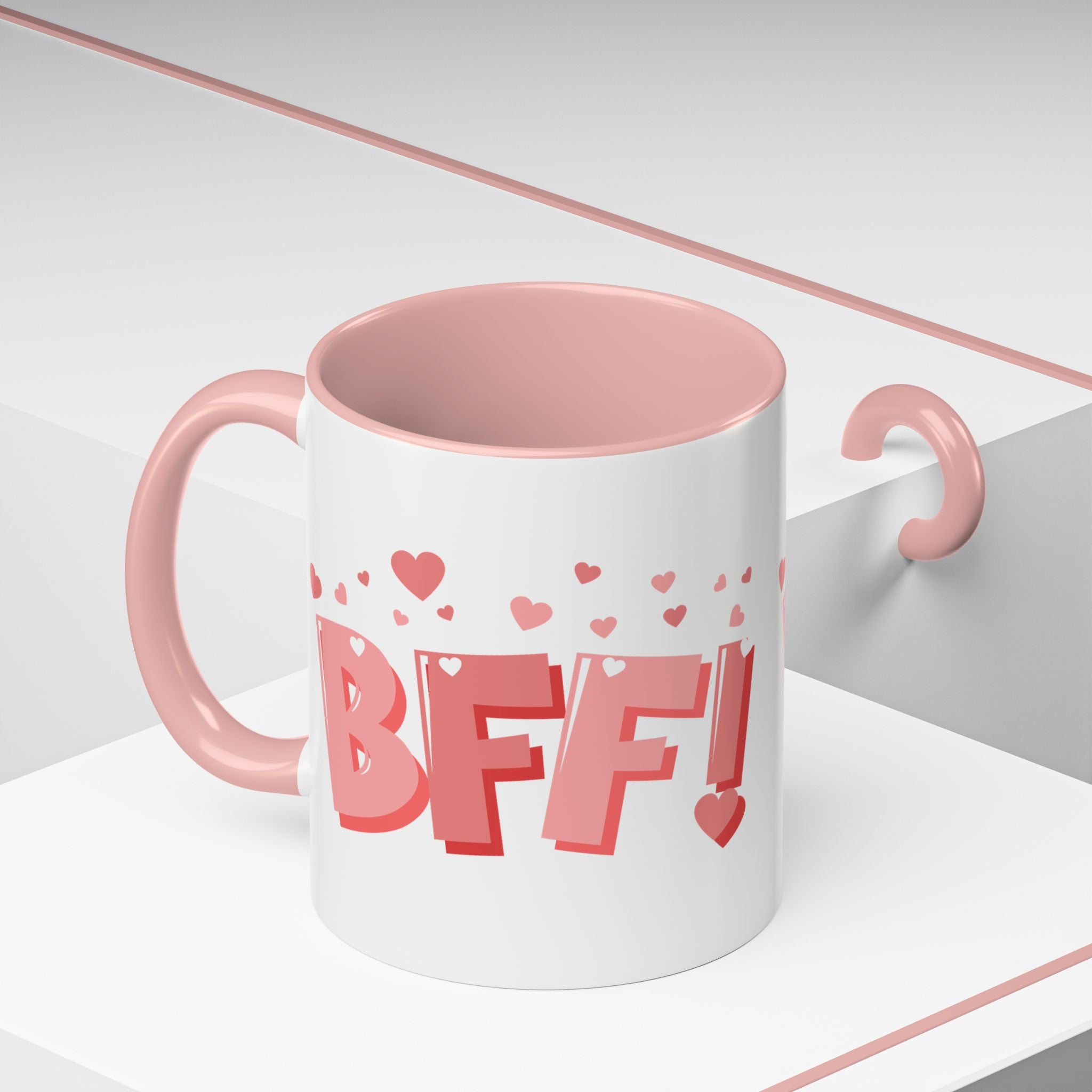 BFF! Pink Accent Coffee Mug — Best Friend Valentine Gift (11/15oz)