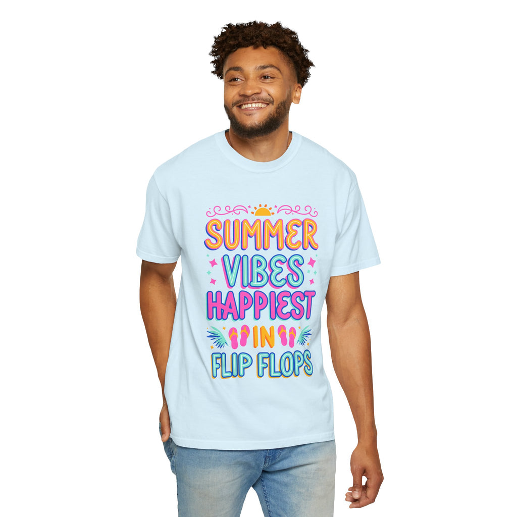 Summer Vibes Happiest in Flip Flops Text Printed Unisex T-Shirt