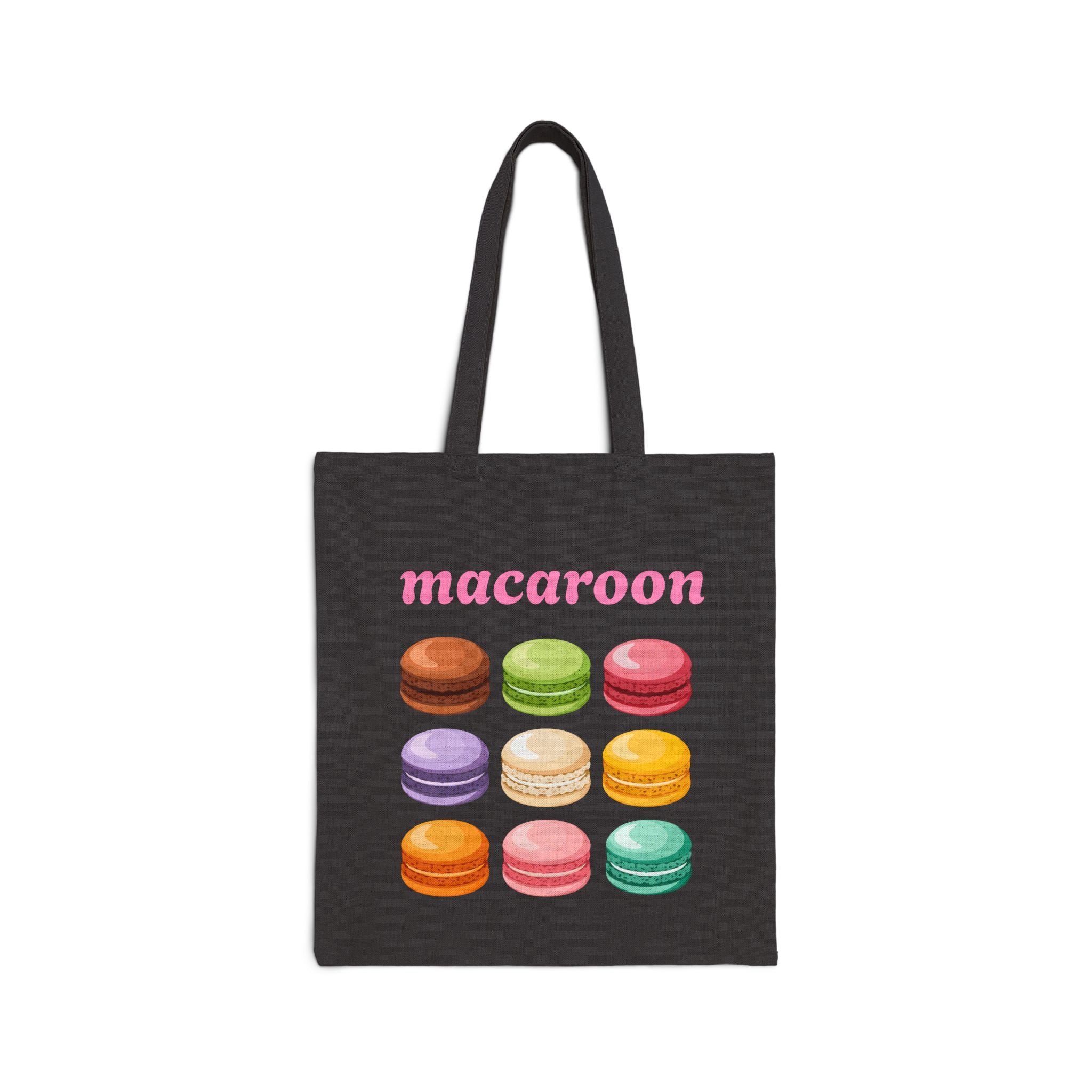 Colorful Macaron Cotton Canvas Tote Bag — Macaroon Pattern Shopper