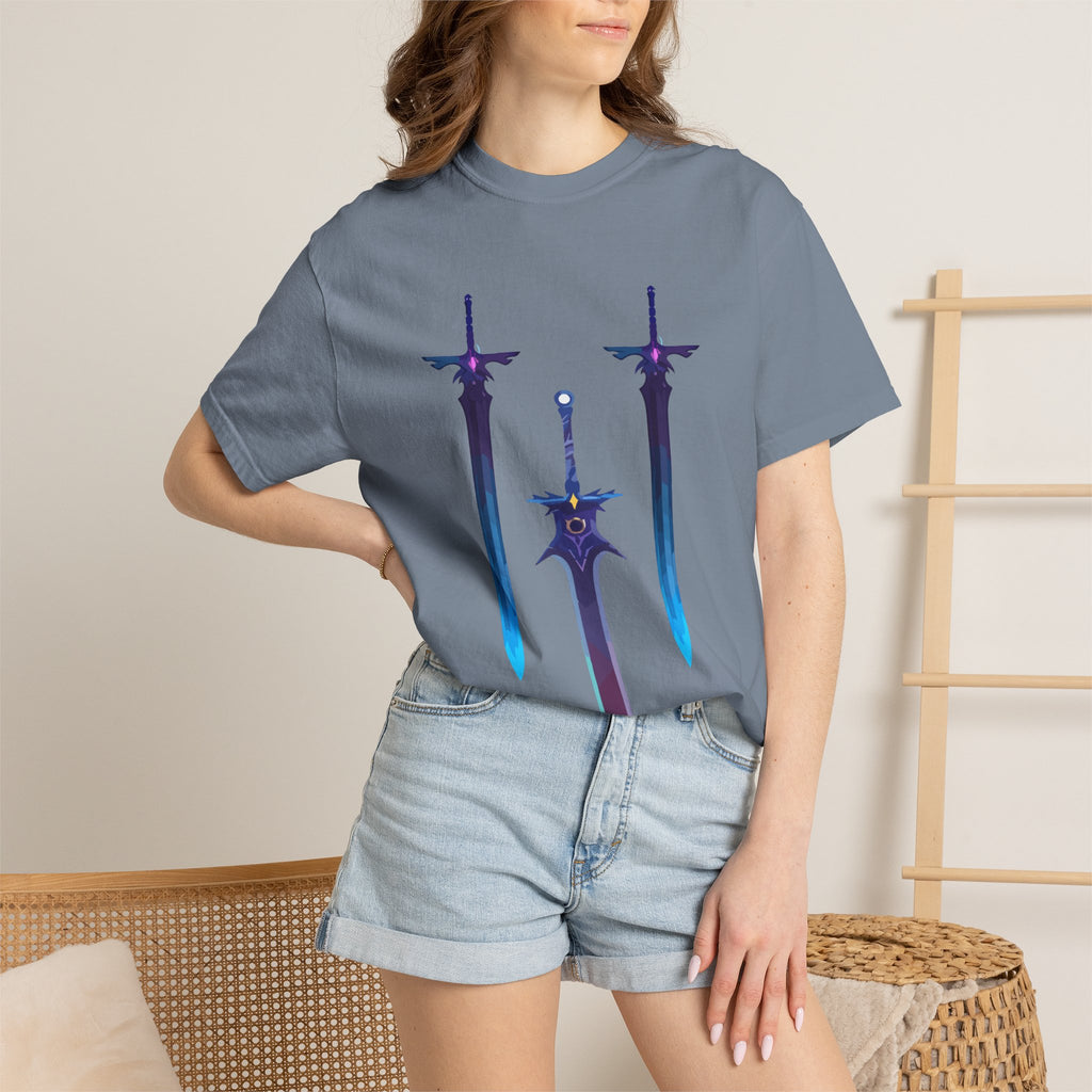 Magical Aura Swords Graphic Printed T-shirt — Pastel Fantasy Magical Swords