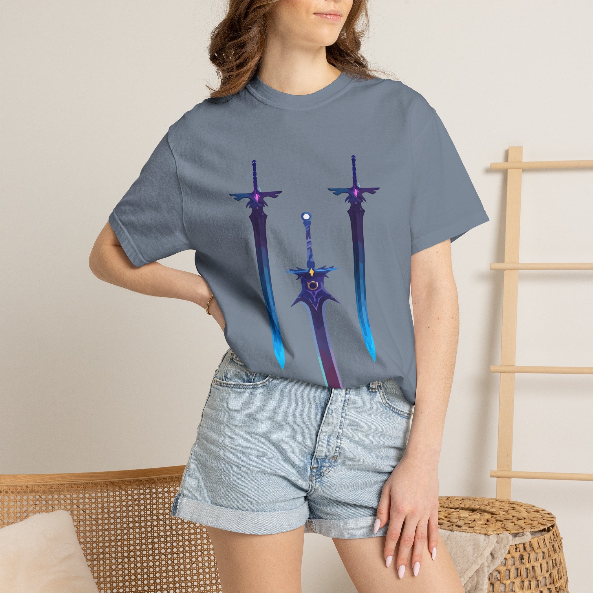 Magical Aura Swords Graphic Printed T-shirt — Pastel Fantasy Magical Swords