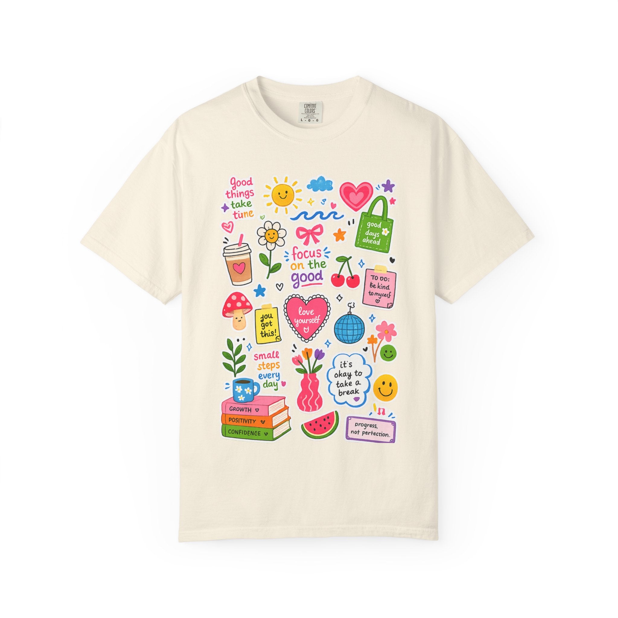 Positive Doodles Graphic T-Shirt — "Focus on the Good" Inspirational Tee
