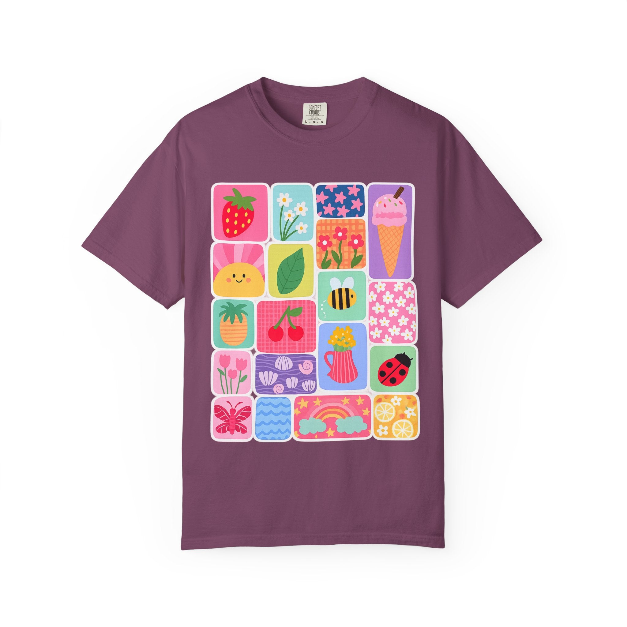 Retro Cute Icons Summer T-Shirt — Colorful Illustration Tee