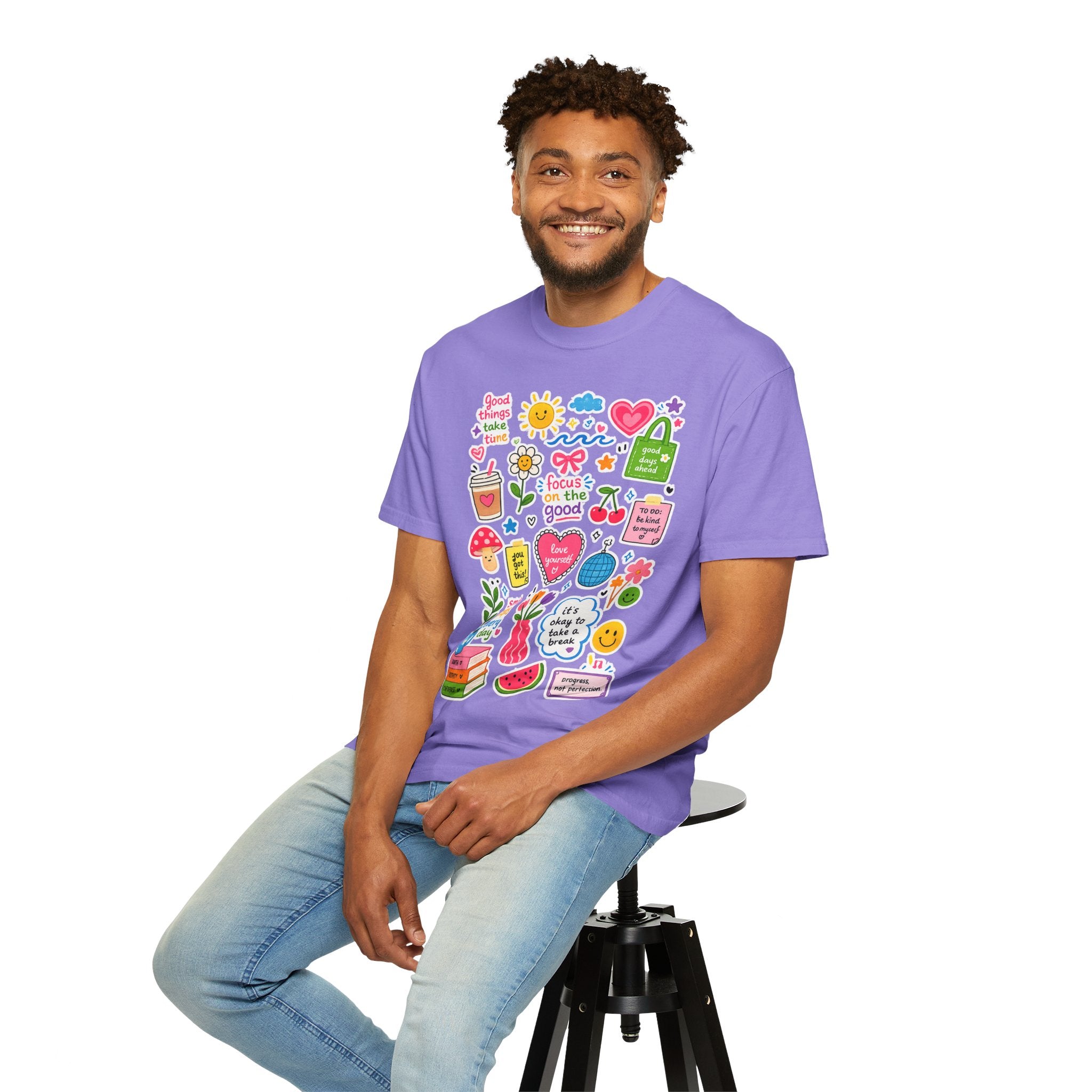 Positive Doodles Graphic T-Shirt — "Focus on the Good" Inspirational Tee