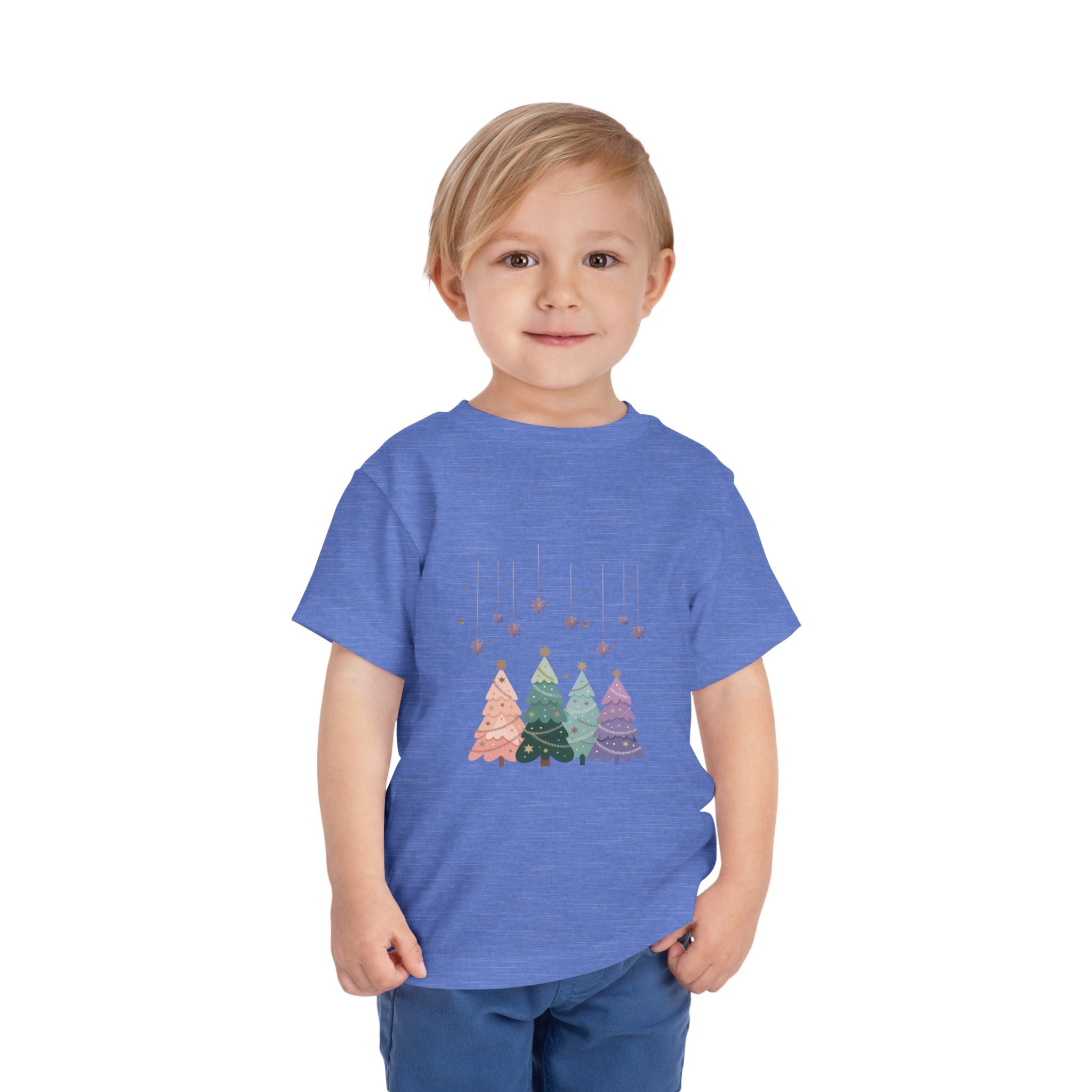 Toddler Tee — Pastel Rainbow Christmas Trees Holiday Shirt
