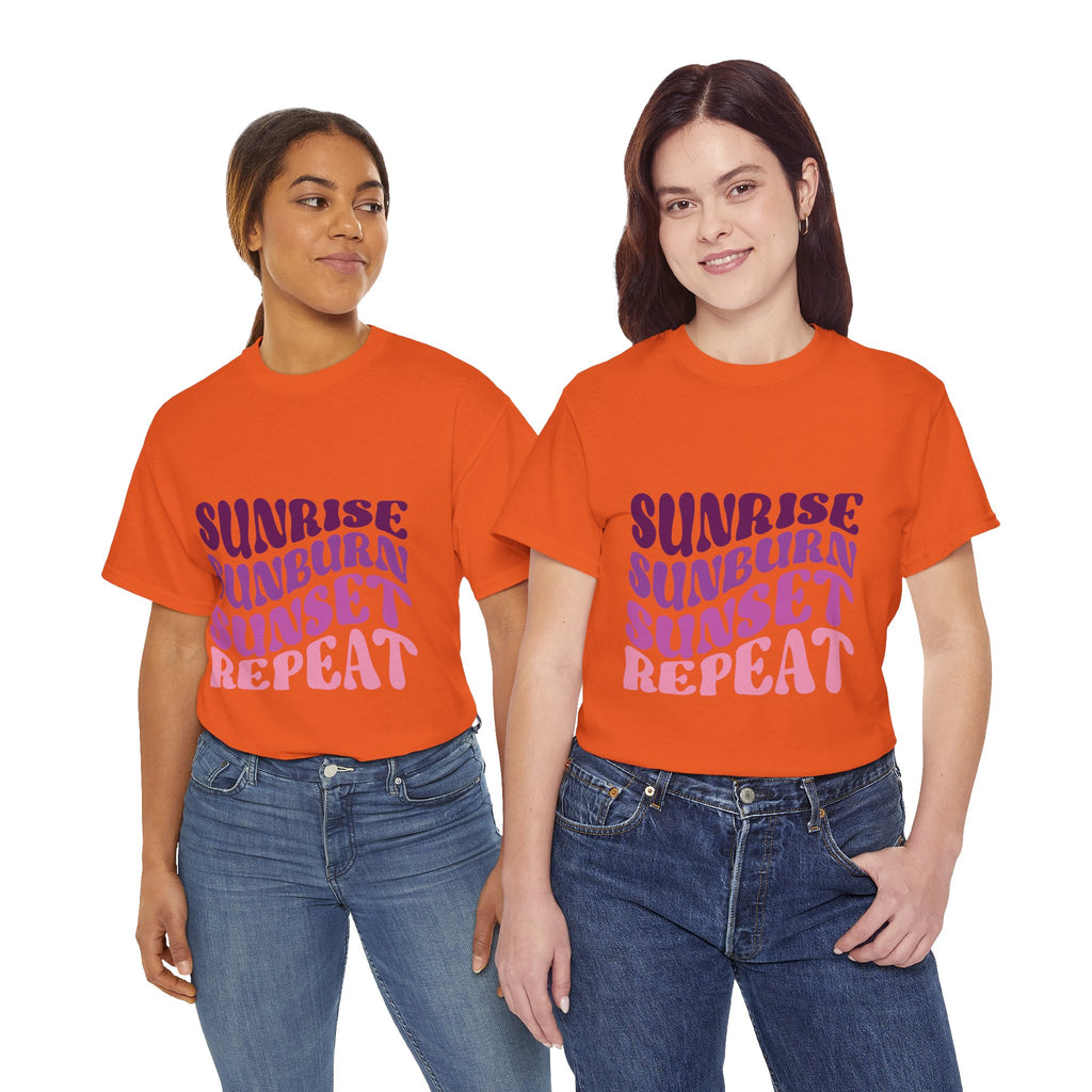 Sunrise Sunburn Sunset Repeat Retro Beach Tee