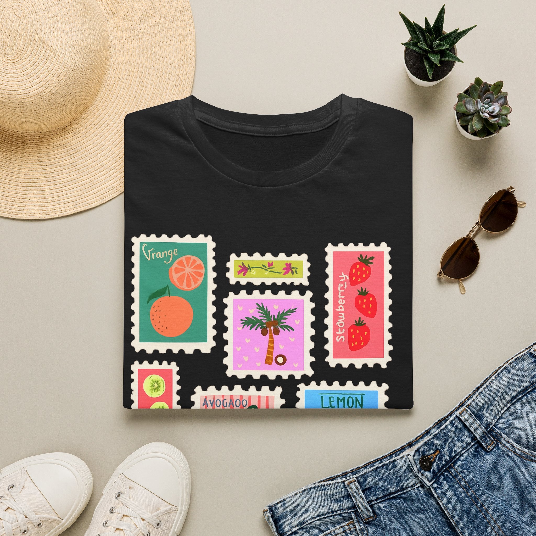 Fruit Patch Graphic T-Shirt — Tropical Citrus & Avocado Art Tee