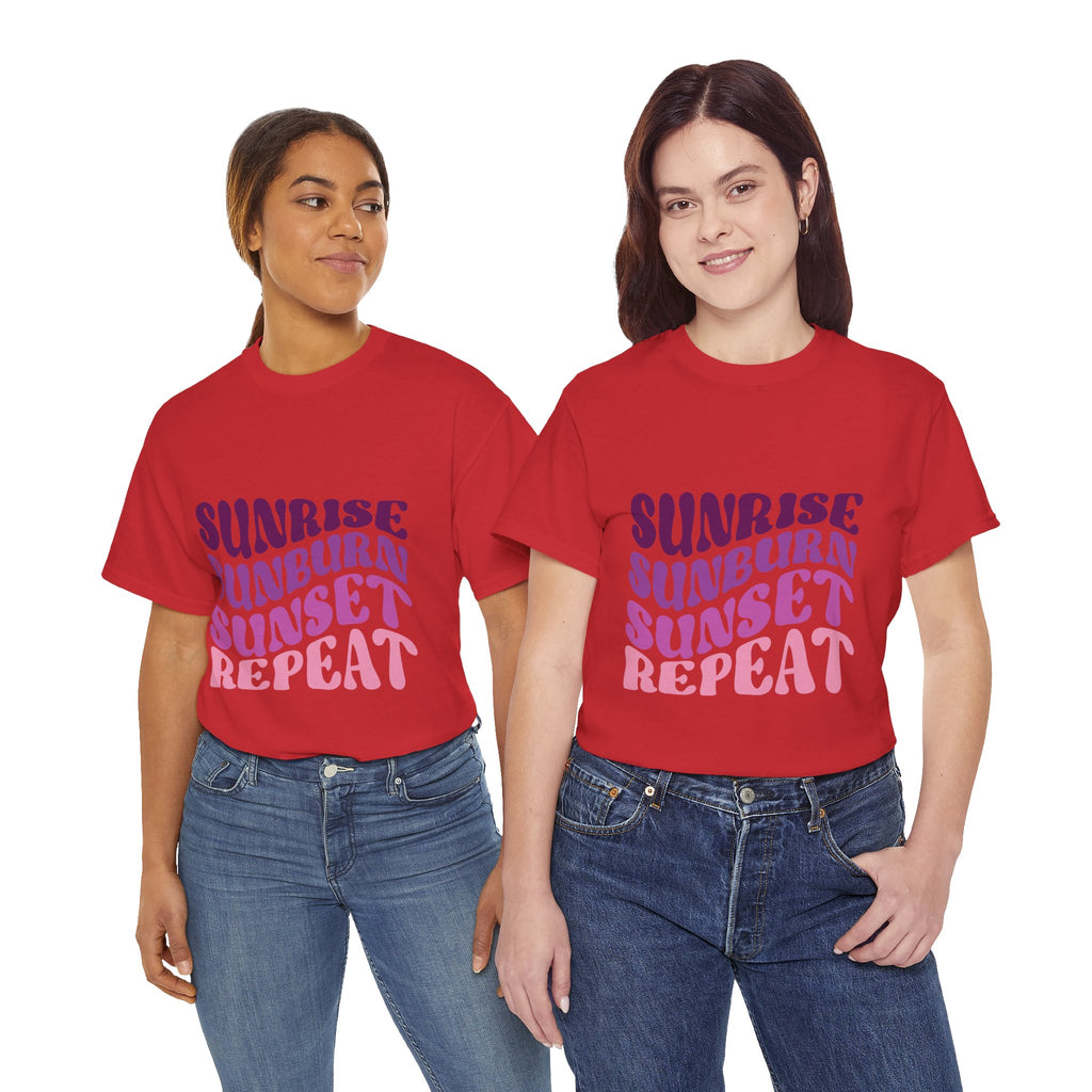 Sunrise Sunburn Sunset Repeat Retro Beach Tee