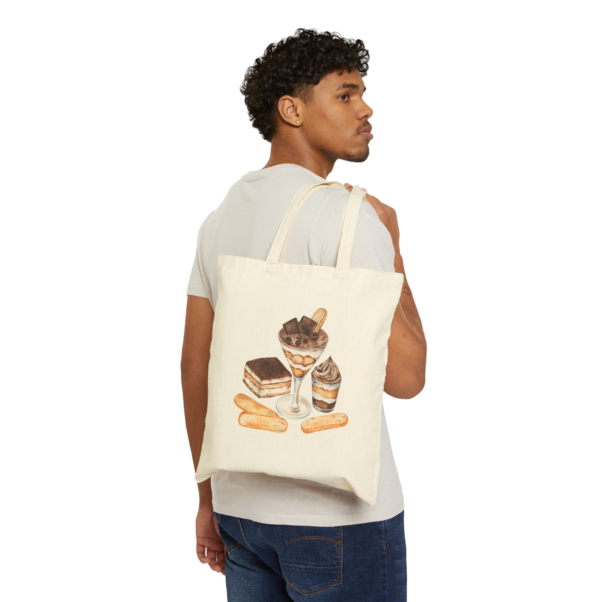 Tiramisu Dessert Lover Canvas Tote Bag — Classic Pastry Cotton Tote