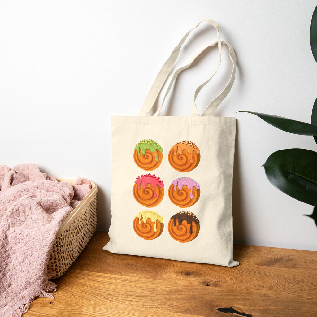 Colorful Roll Pastry Pattern Cotton Canvas Tote Bag – Pastry Print Shopper