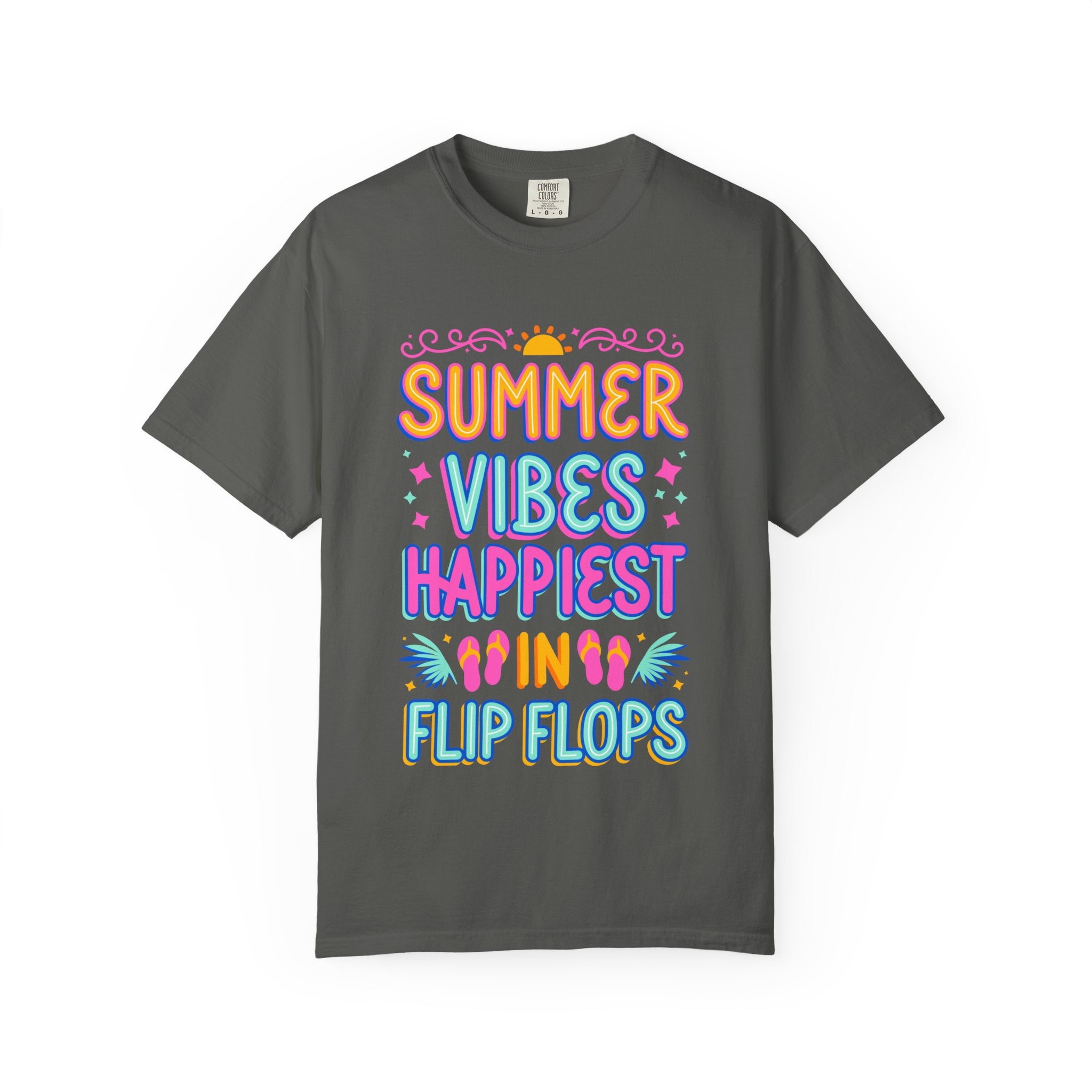 Summer Vibes Happiest in Flip Flops Text Printed Unisex T-Shirt