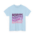 Sunrise Sunburn Sunset Repeat Retro Beach Tee