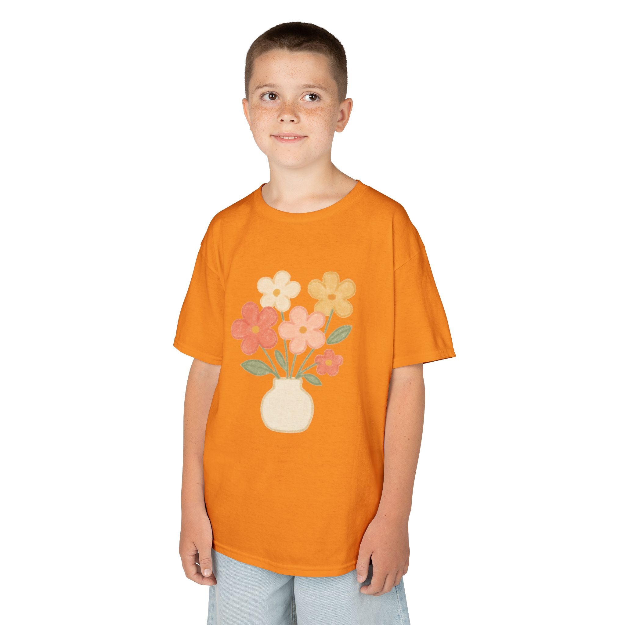 Kids Floral Vase Tee — Cute Retro Flower Graphic Shirt for Children